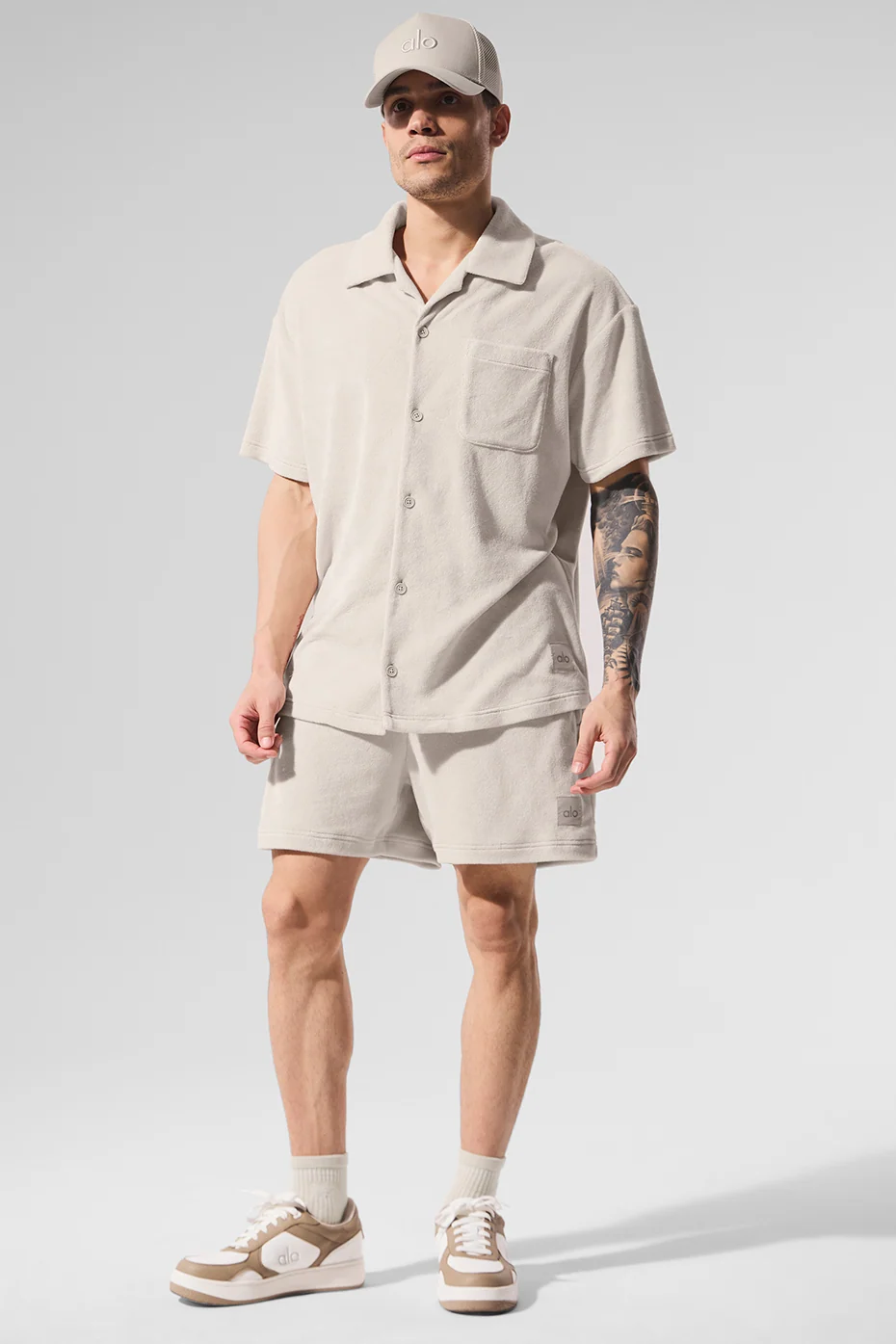 Coastal Terry Button Up Shirt in Bone für Herren
