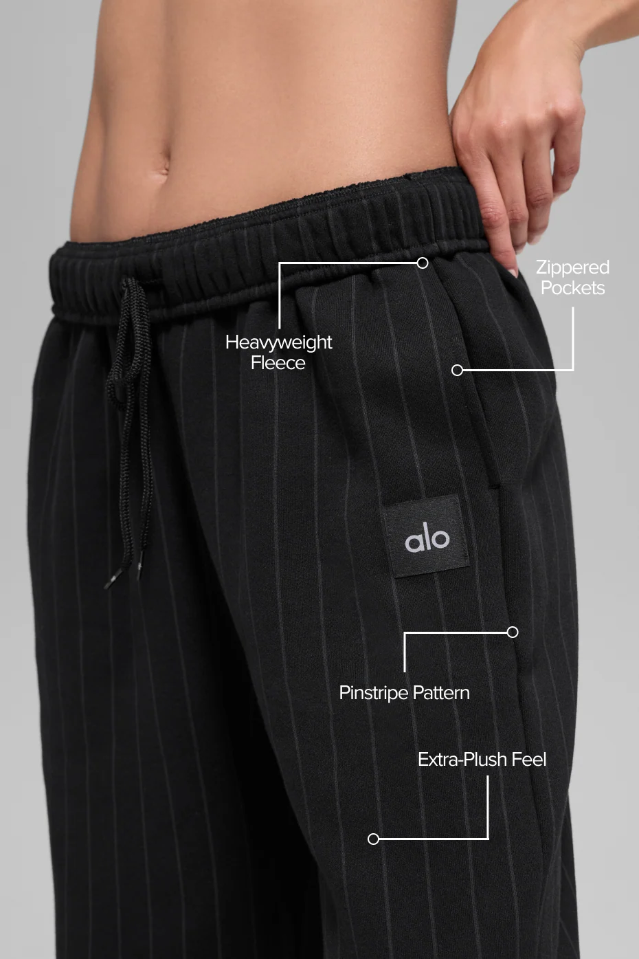 Pinstripe Straight Leg Sweatpant i Black Pinstripe Heavyweight Fleece