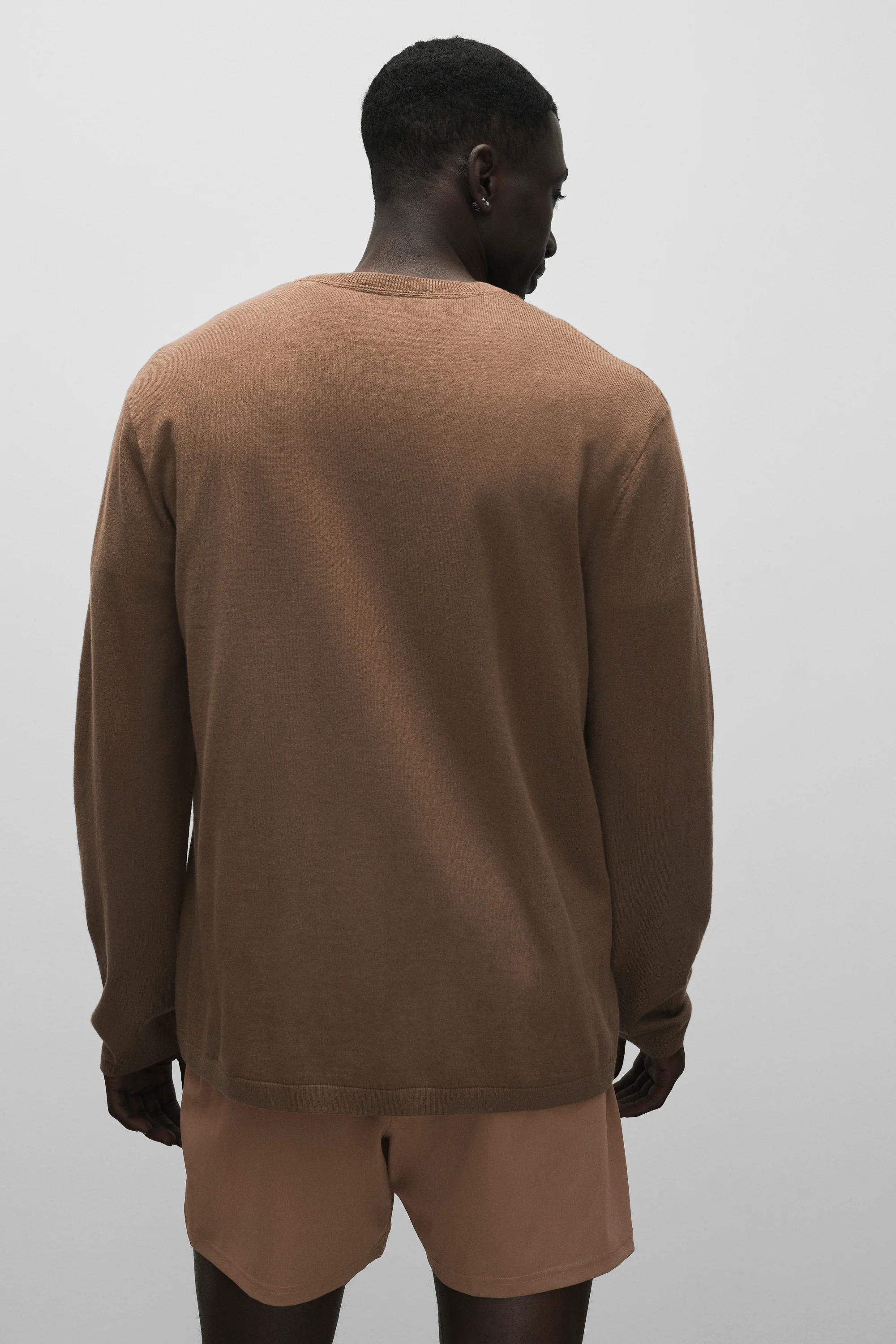 Cashmere Blend Ever Soft Long Sleeve Crew in Java Brown for Men