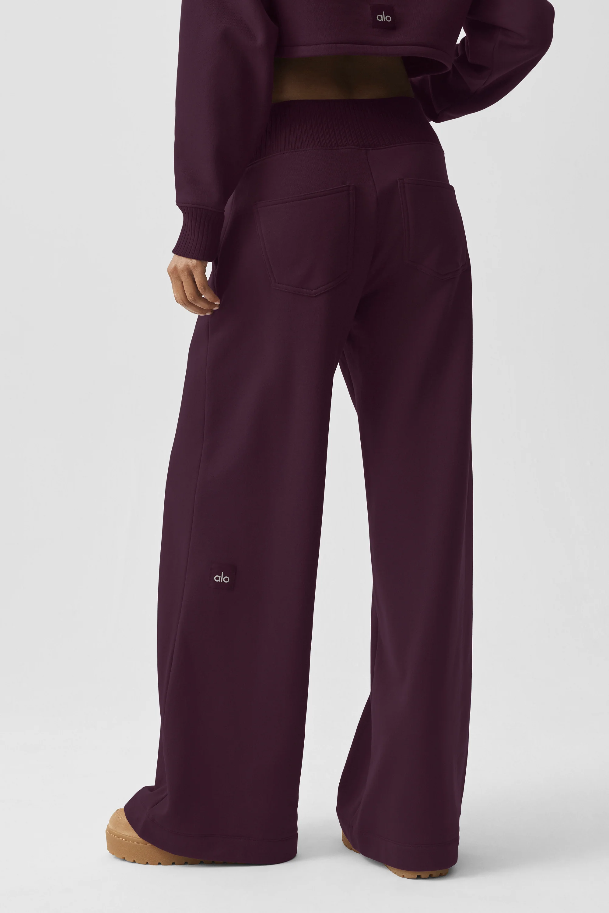 Serenity Wide Leg Sweatpant in Rich Bordeaux