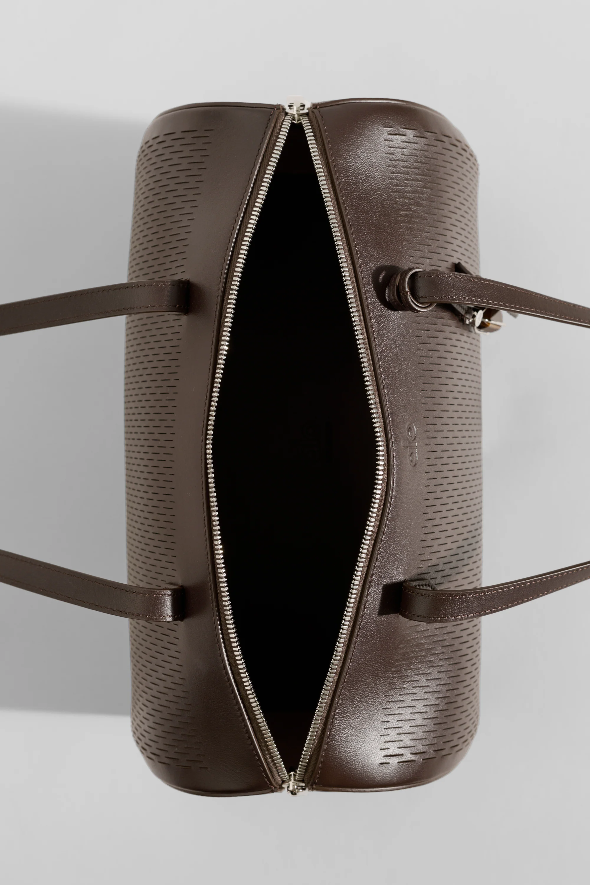 ALO Leather Mesh Shoulder Voyage Bag in Espresso Leer Mesh