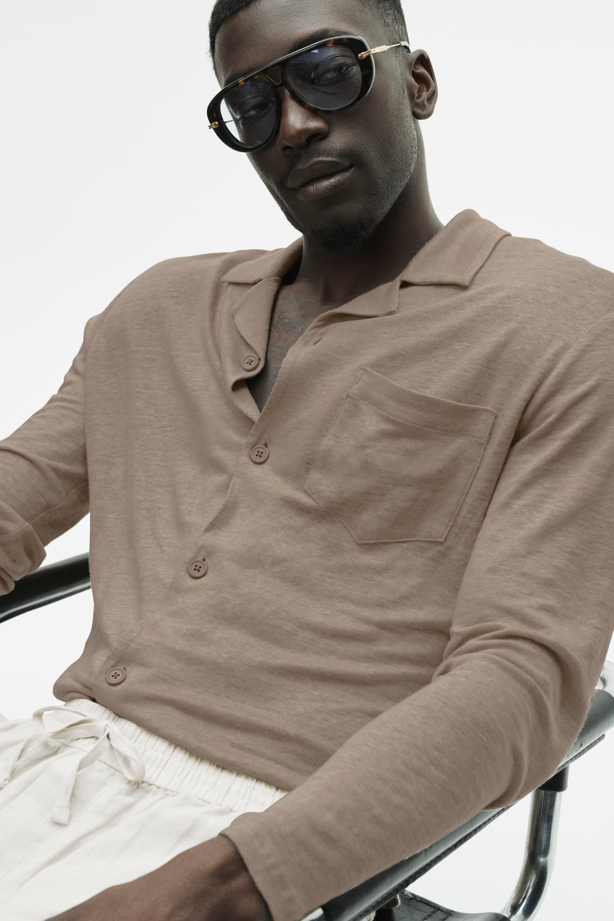 ALO Aviator Sunglasses in Tortoise Acetate with Sky Blue Lenses