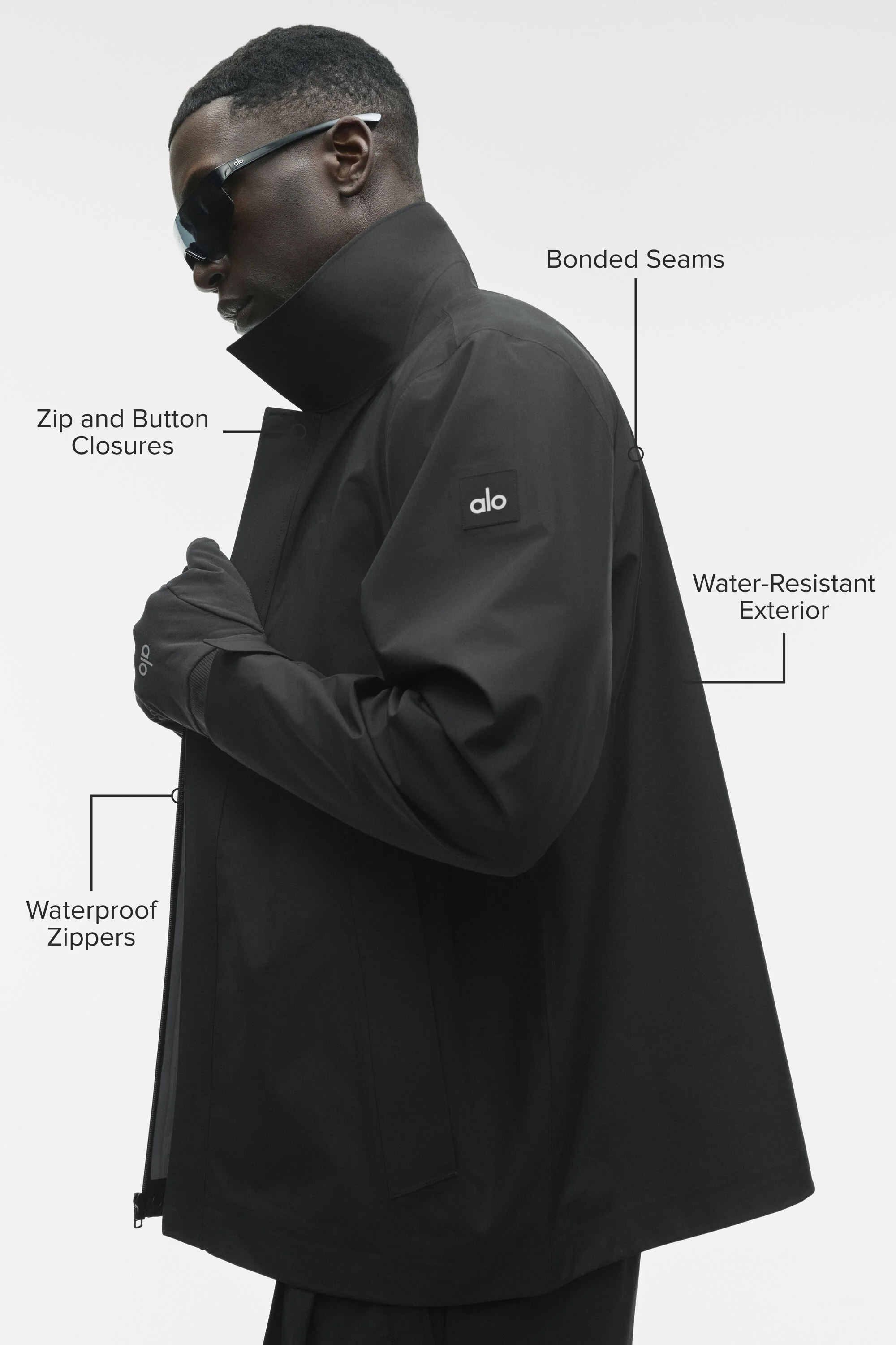 Surchemise Alpha Shell noire avec zips imperméables