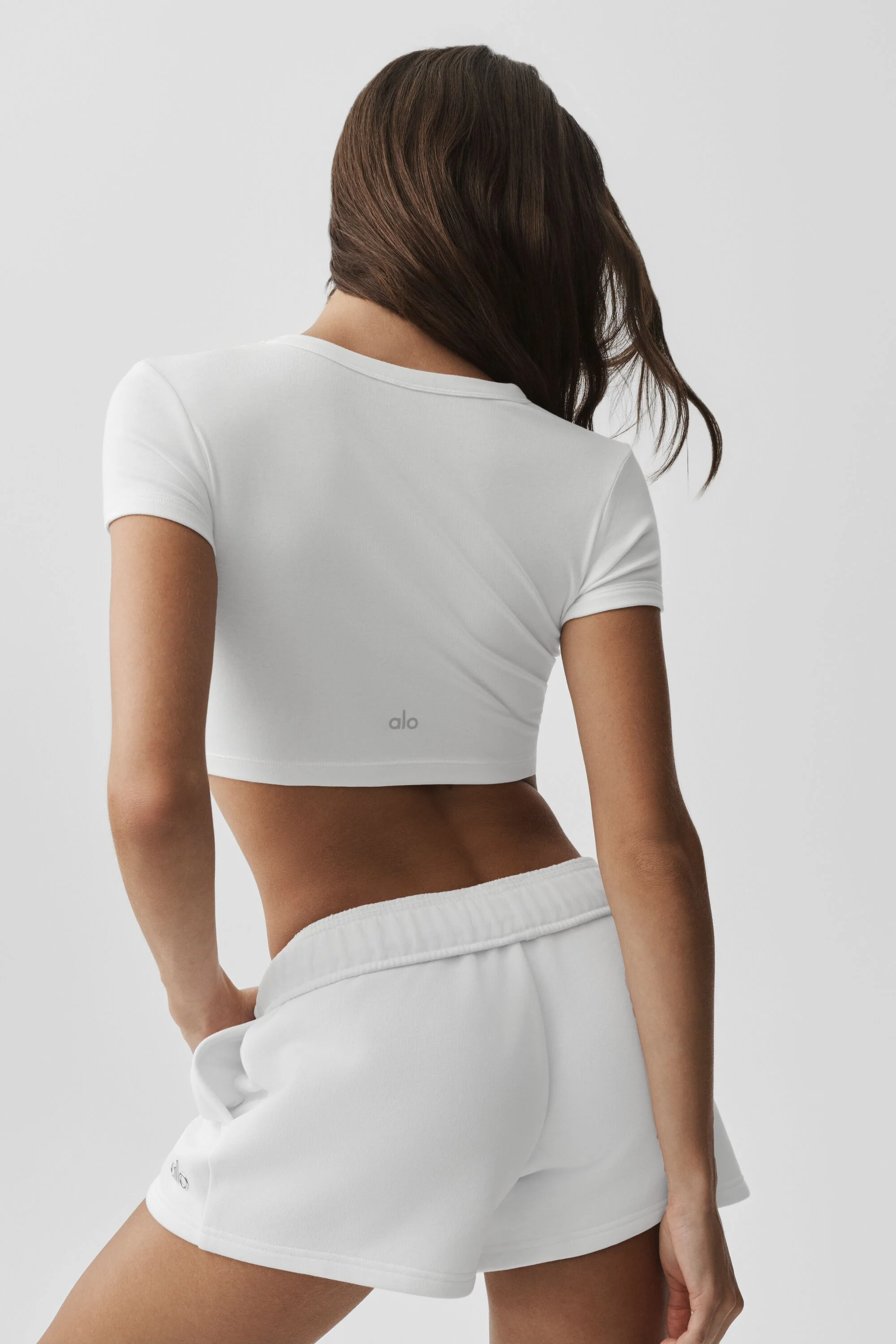 Cropped Timeless Tee in White Cotton Blend for Women