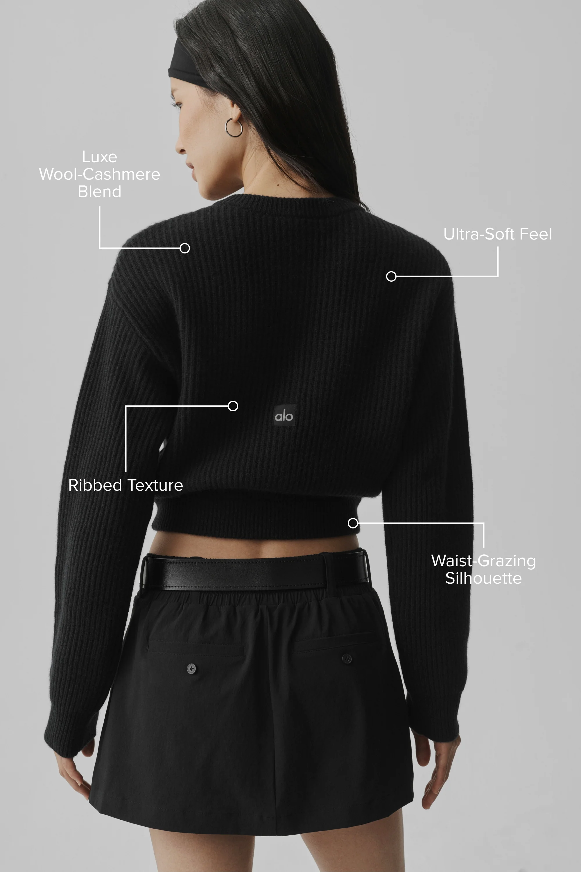 Cashmere Wool Harmony Cardigan in Black