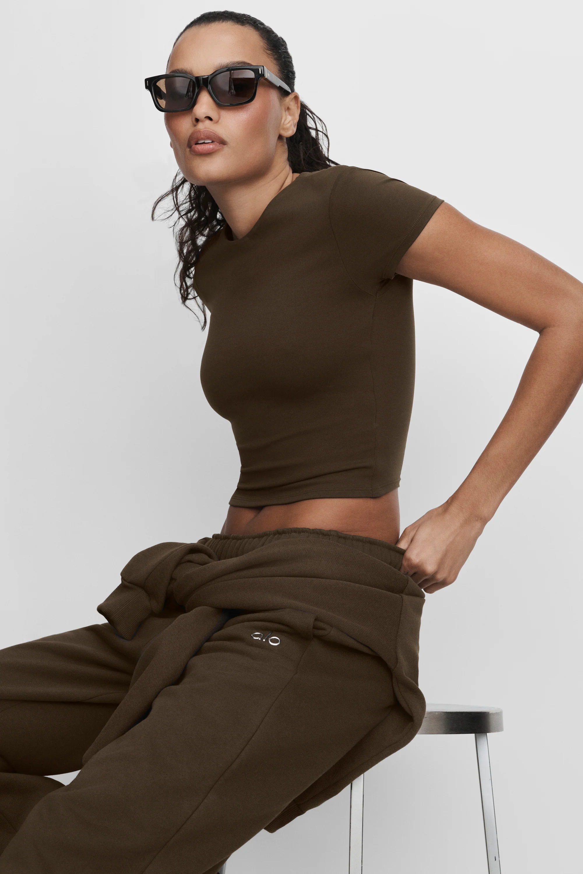 Top ALO Softsculpt Precision de manga corta - Espresso