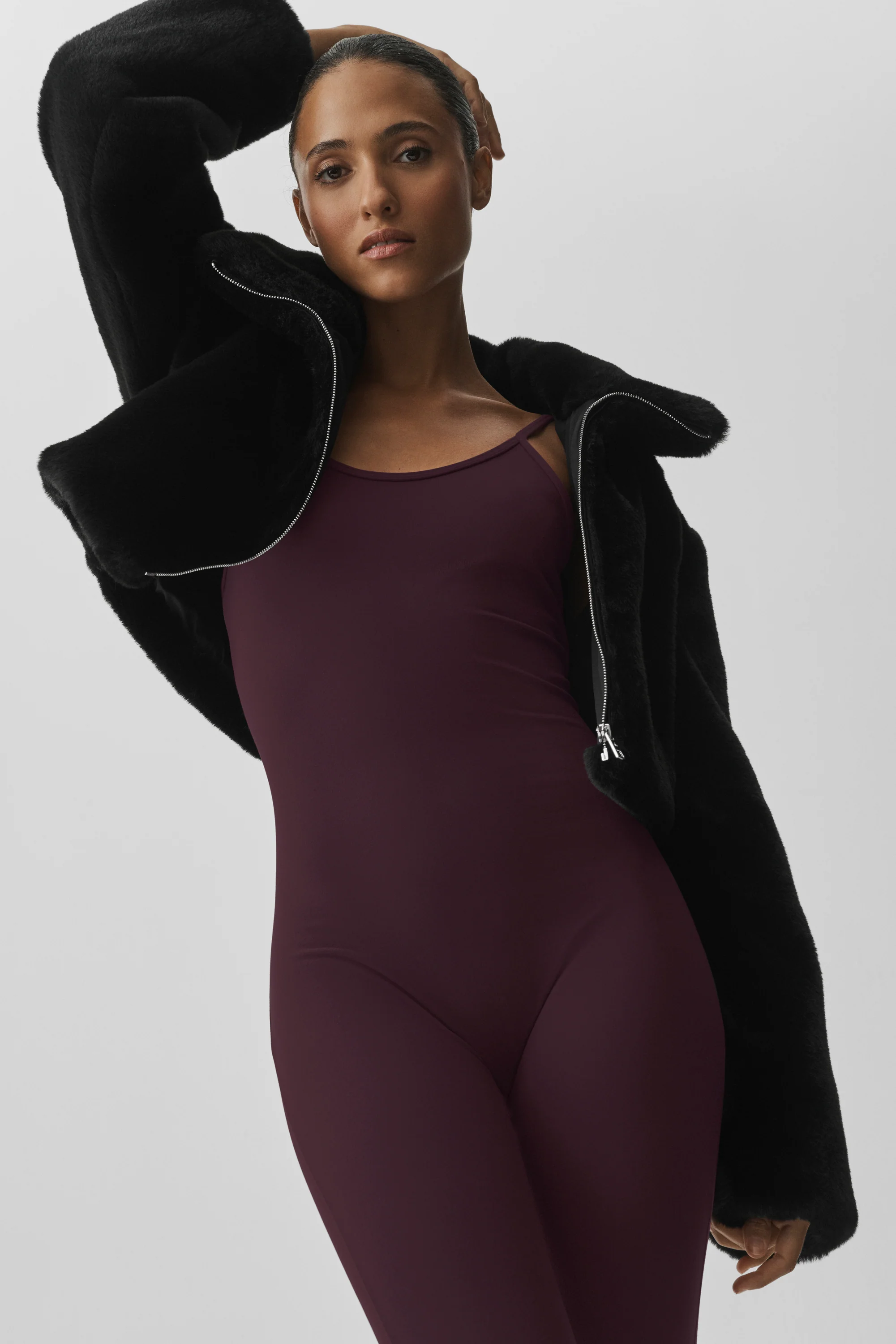 Faux Fur Cropped Amore Jacket in Black