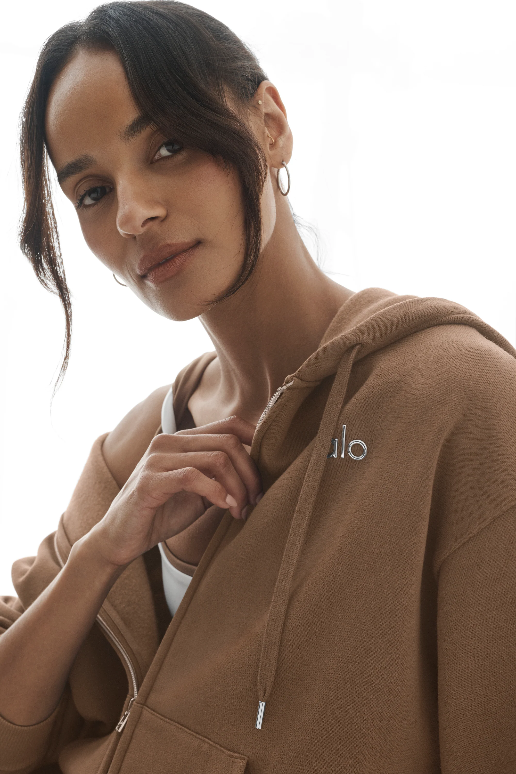 Accolade Full Zip Hoodie in Java Brown in Signature French Terry