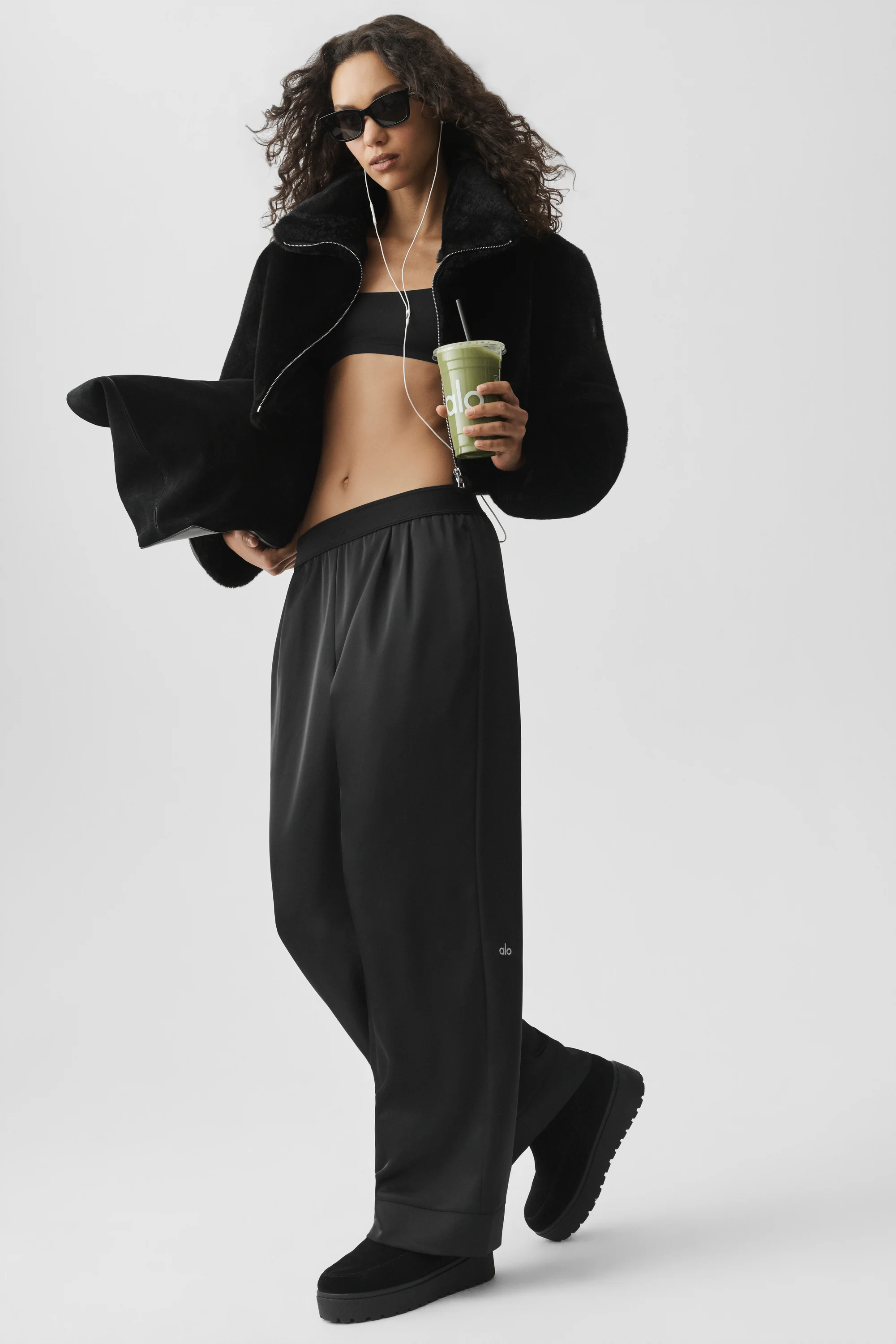 Black Satin High-Waist Smooth Talker Pant Long Length