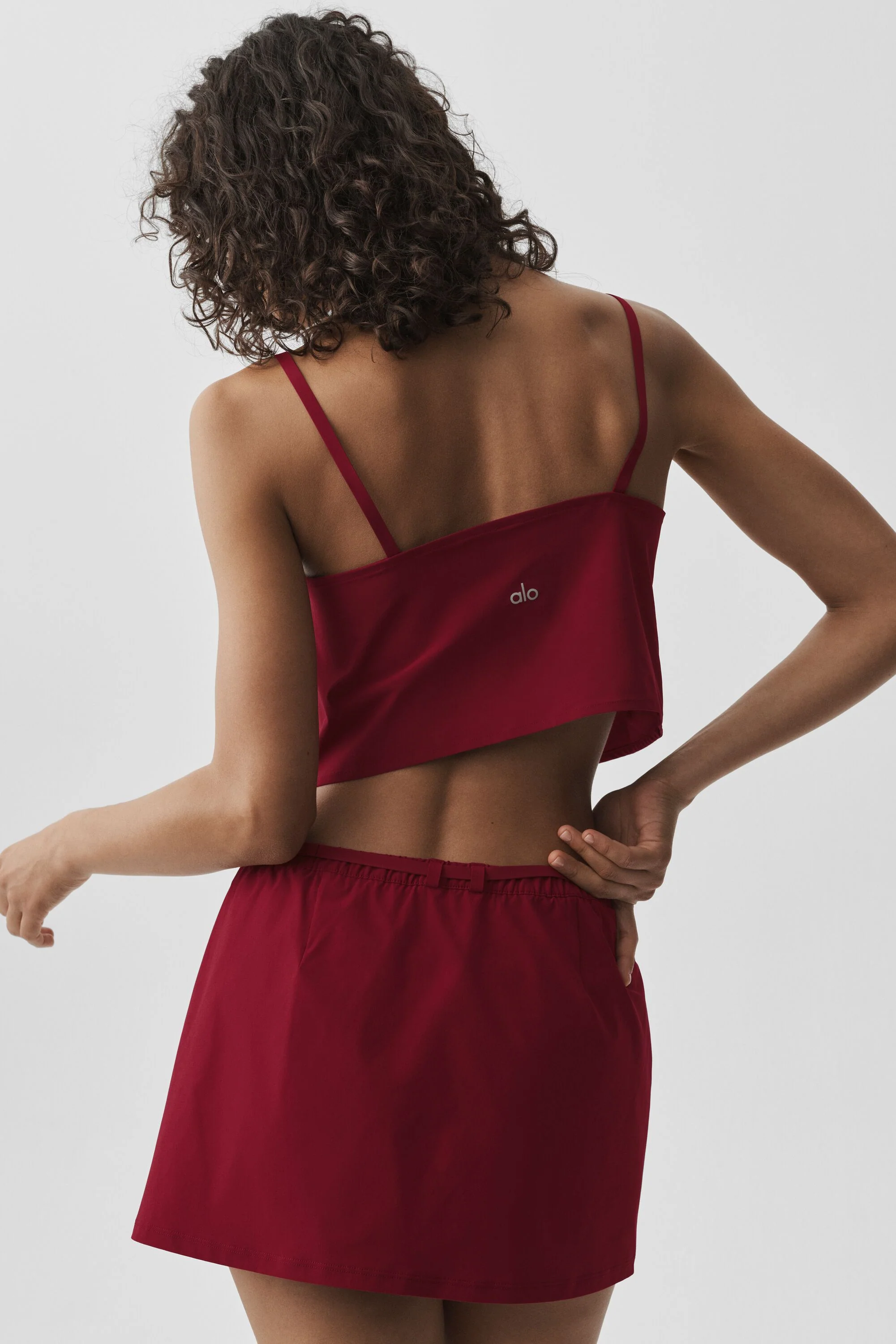 Cropped Connection Tank in Summer Romance Red with Adjustable Buckle Straps