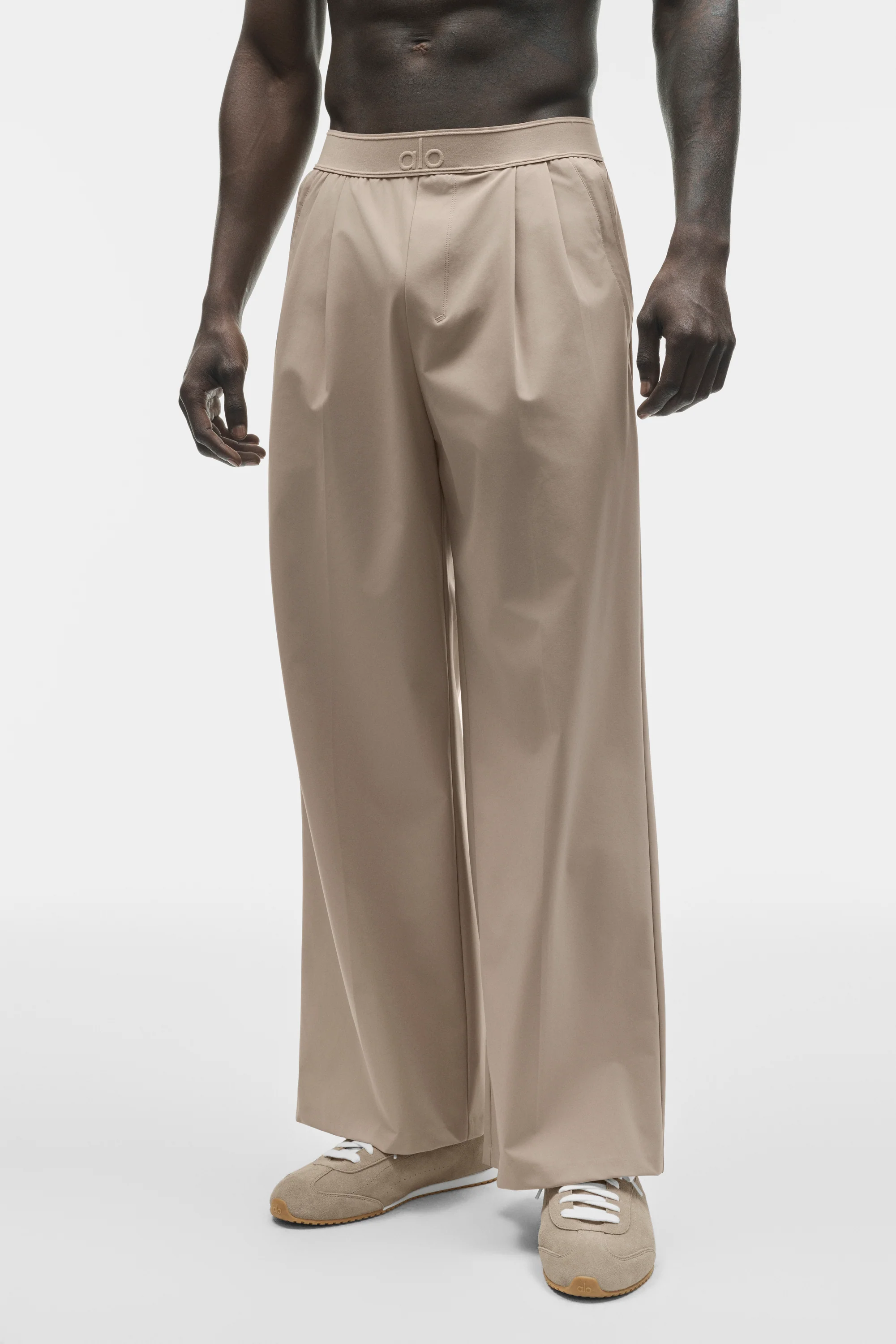 Suited Trouser in Gravel, Lightweight Straight Leg with Zippered Pockets