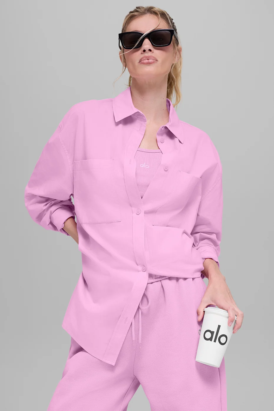 Cotton Real Deal Button Up Langærmet i Candy Heart Pink