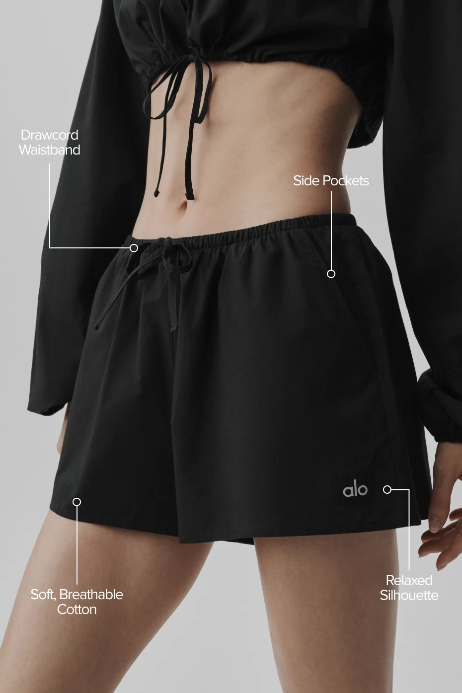Cotton High-Waist Real Deal Short Black with Pockets and 3 Inch Inseam