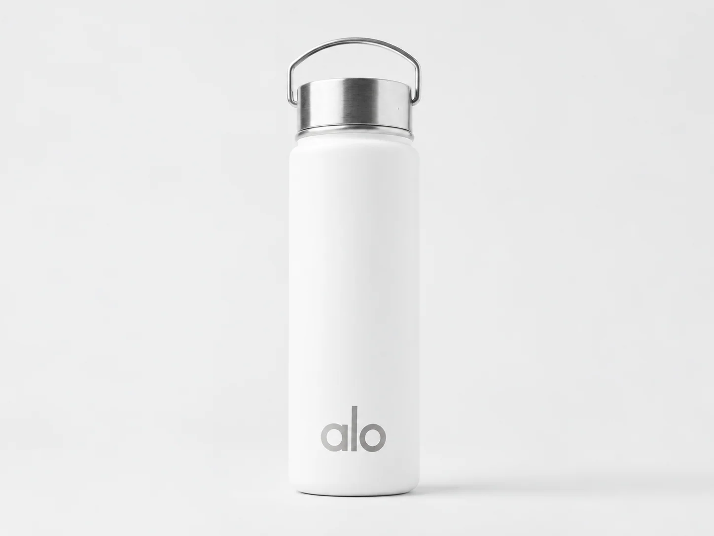 ALO Water Bottle in White with Twist-Off Cap and Carry Handle
