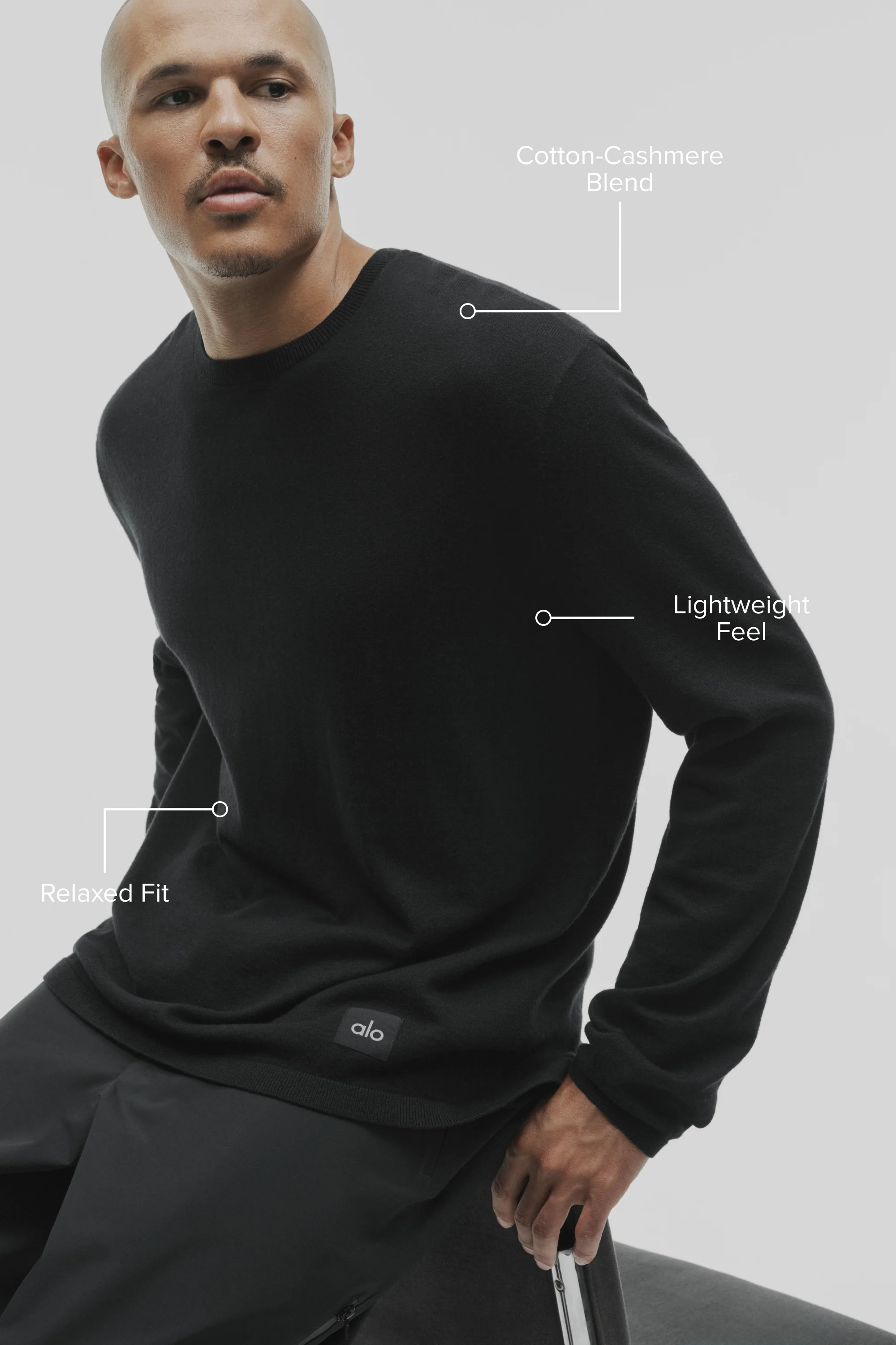 Ever Soft Cotton Cashmere Long Sleeve Crew in Black
