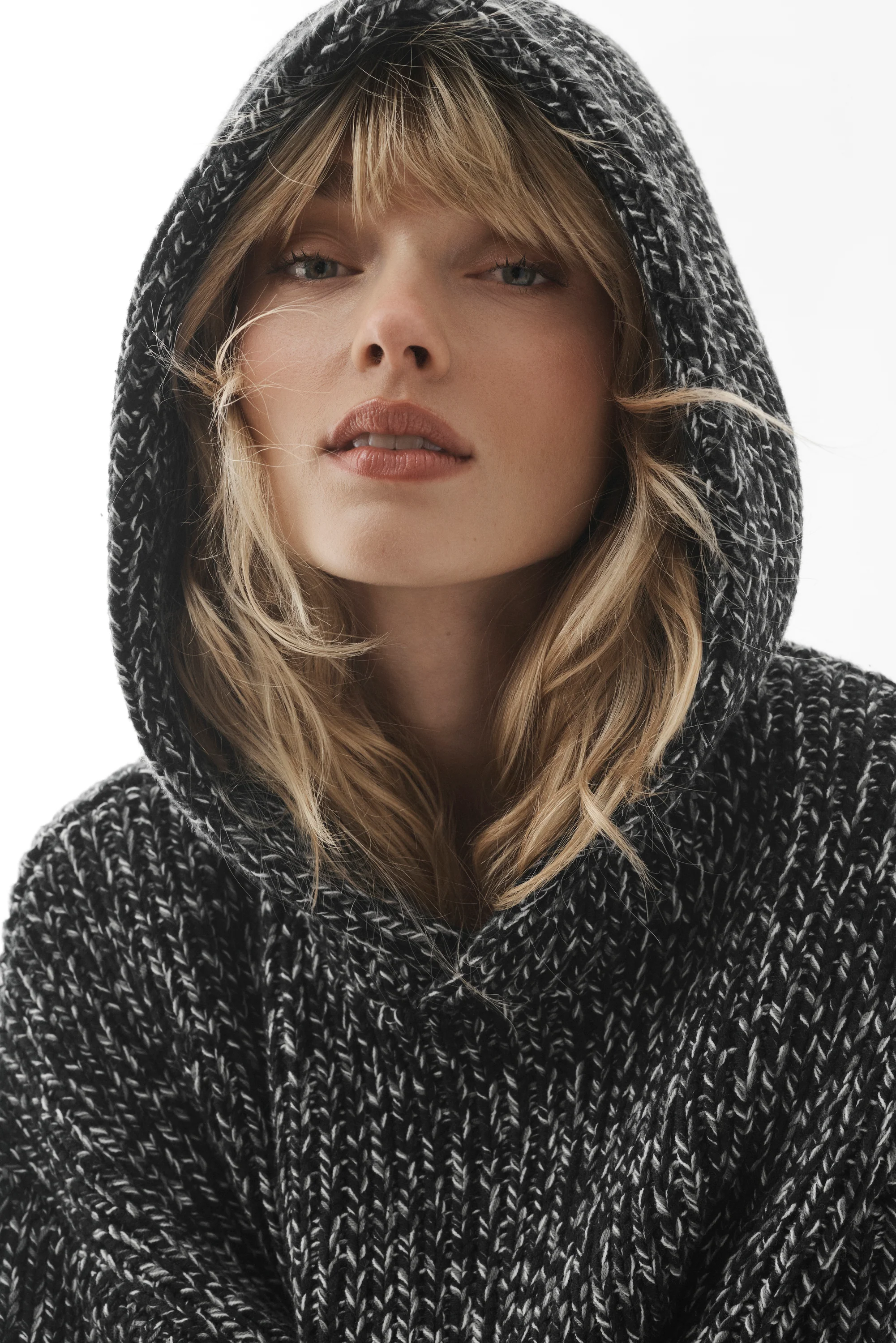 Chunky Knit Rewind Hoodie in Black Multi for Women