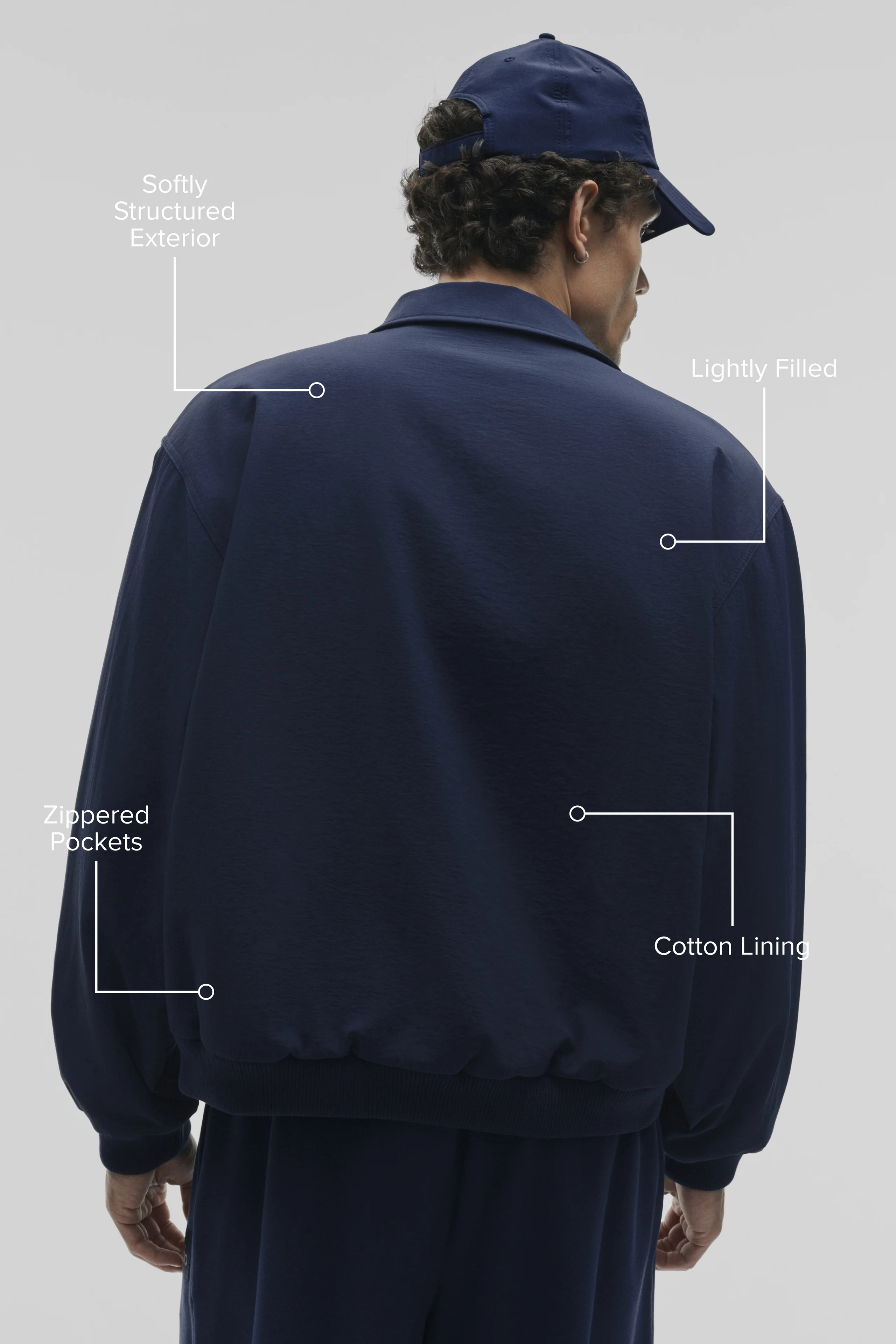 Duality Bomber Jacket in Navy with Cotton Lining
