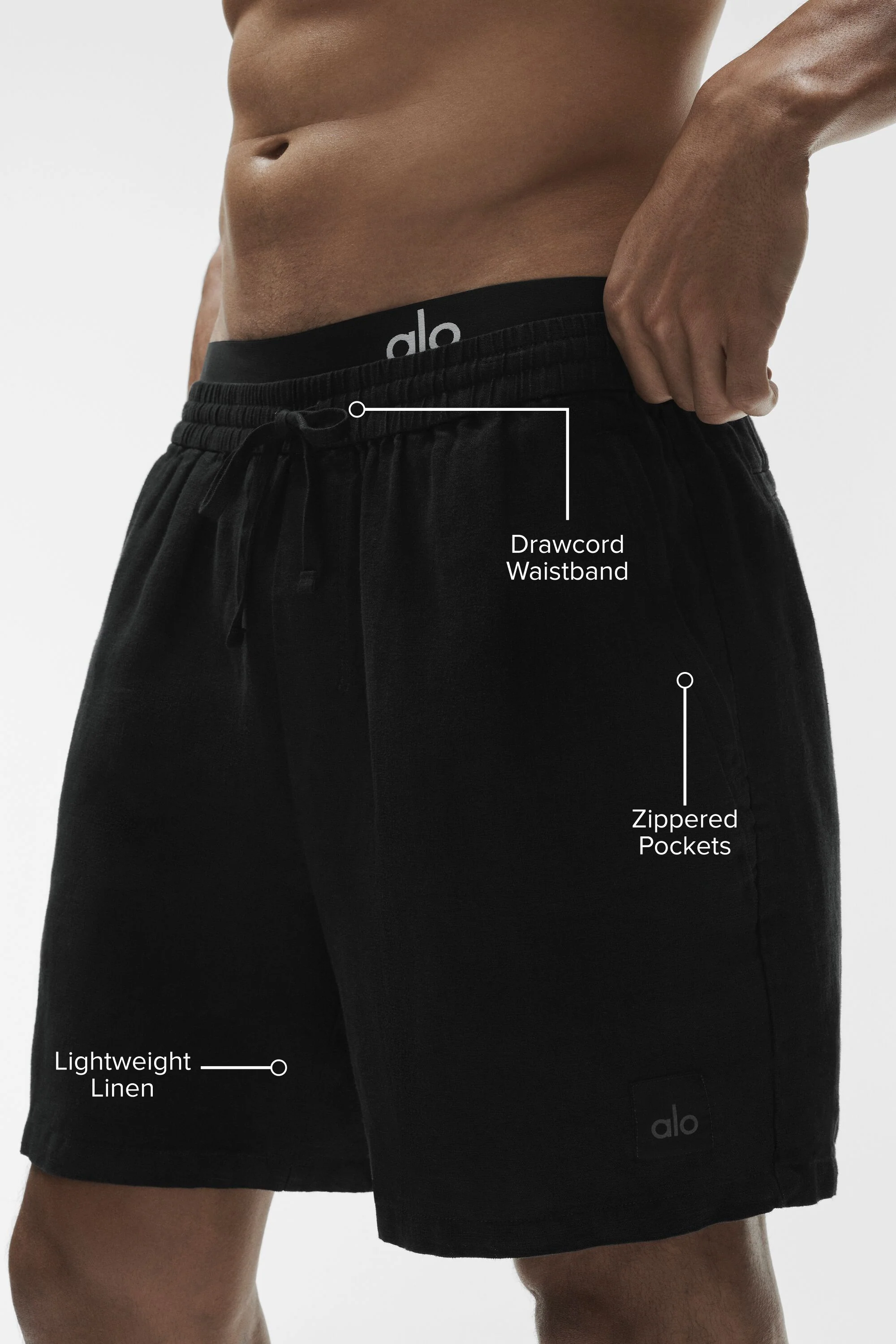 Alo Yoga 7" Linen Days Short i svart för män