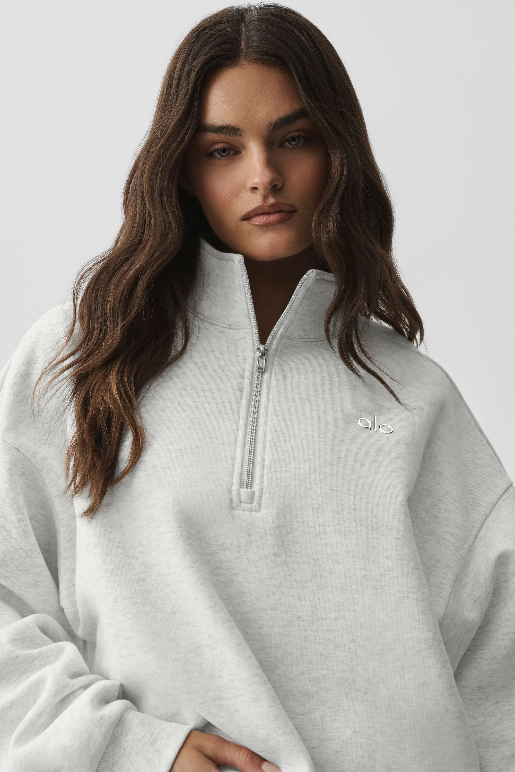 Accolade 1/4 Zip Pullover in White Heather