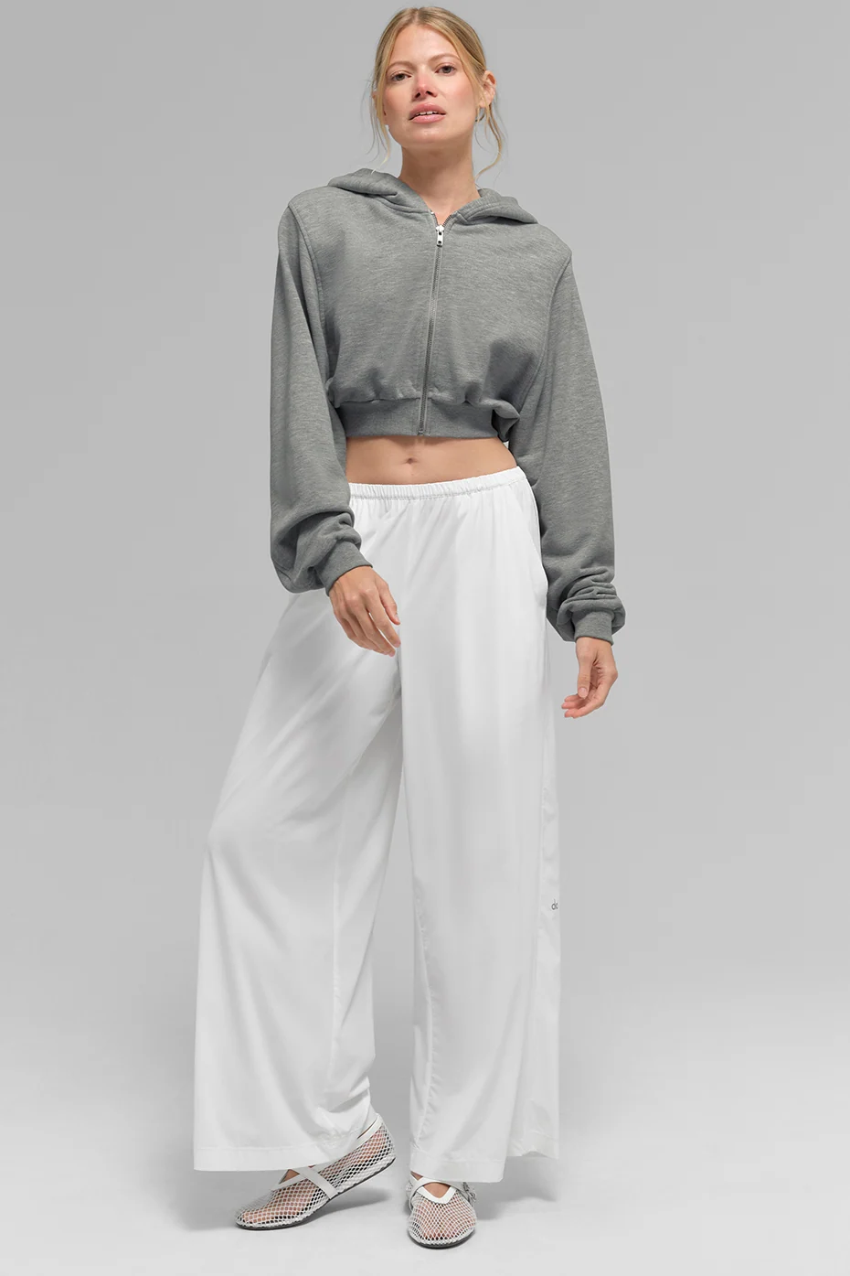 AloBreezy Wide Leg Pant Regular in White, 30-Inch Inseam