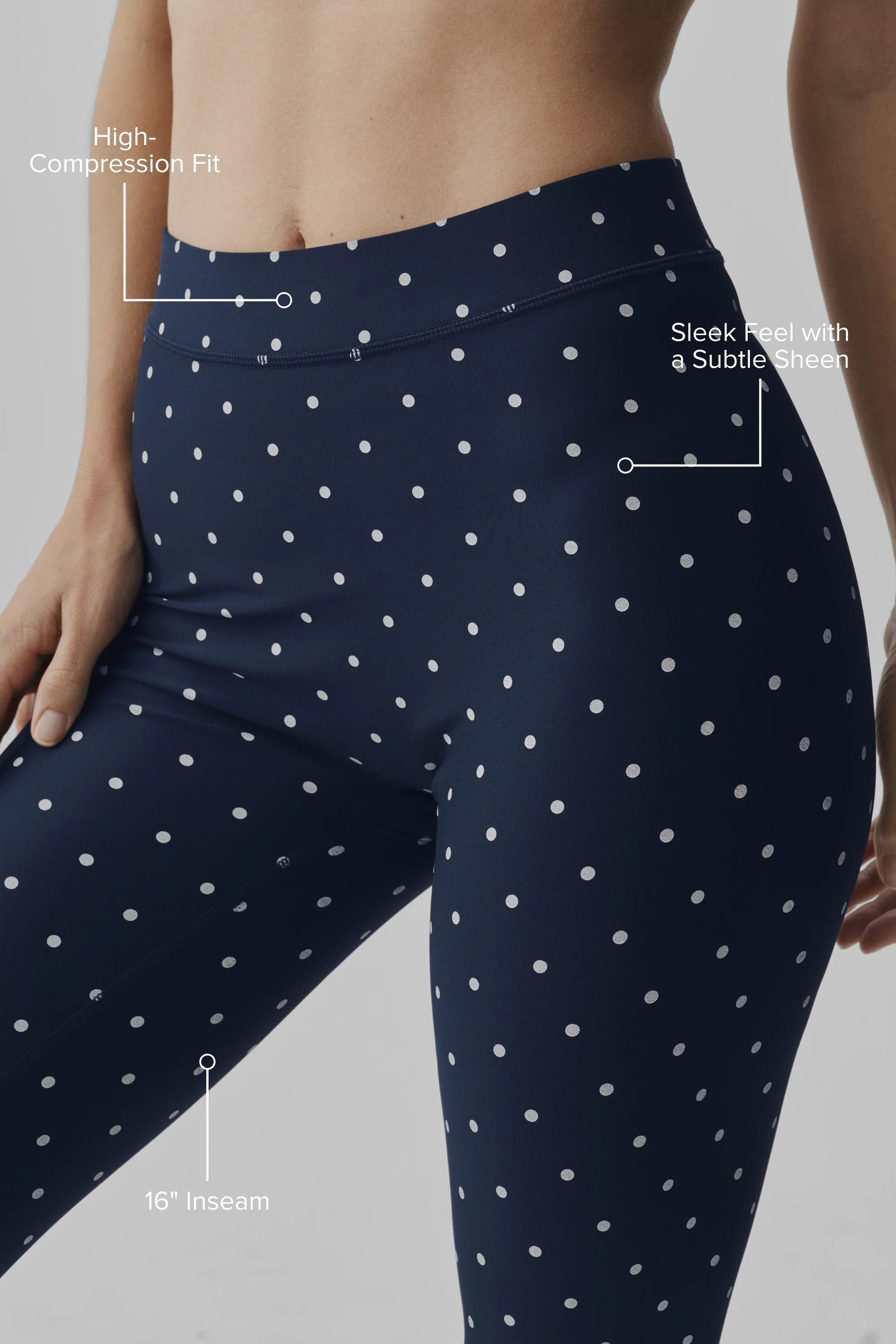 Airlift Polka Dot High-Waist Iconic 90's Capri in Navy and White