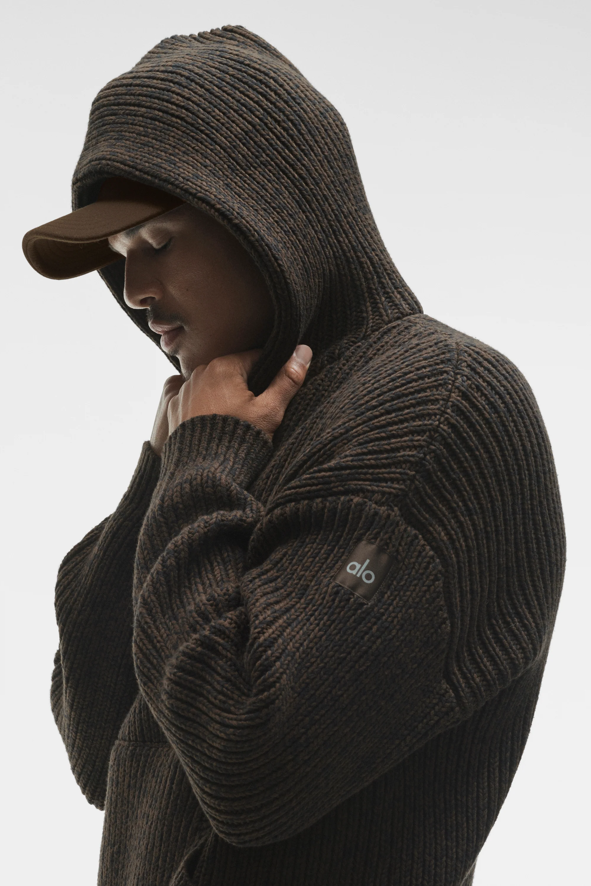 Hoodie Rewind de malha grossa em Espresso Multi