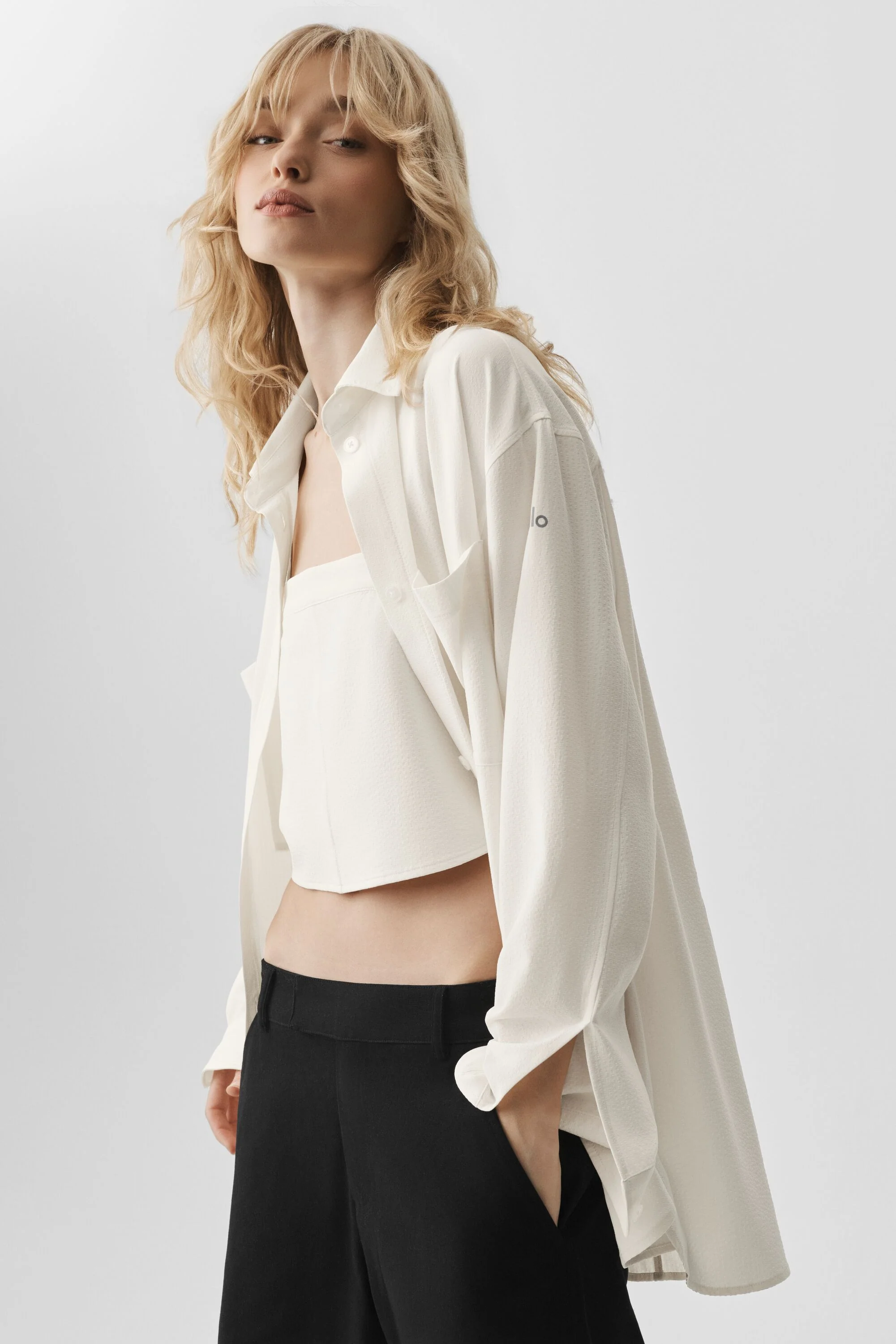 Dreamscape Button Down Long Sleeve Shirt in Ivory