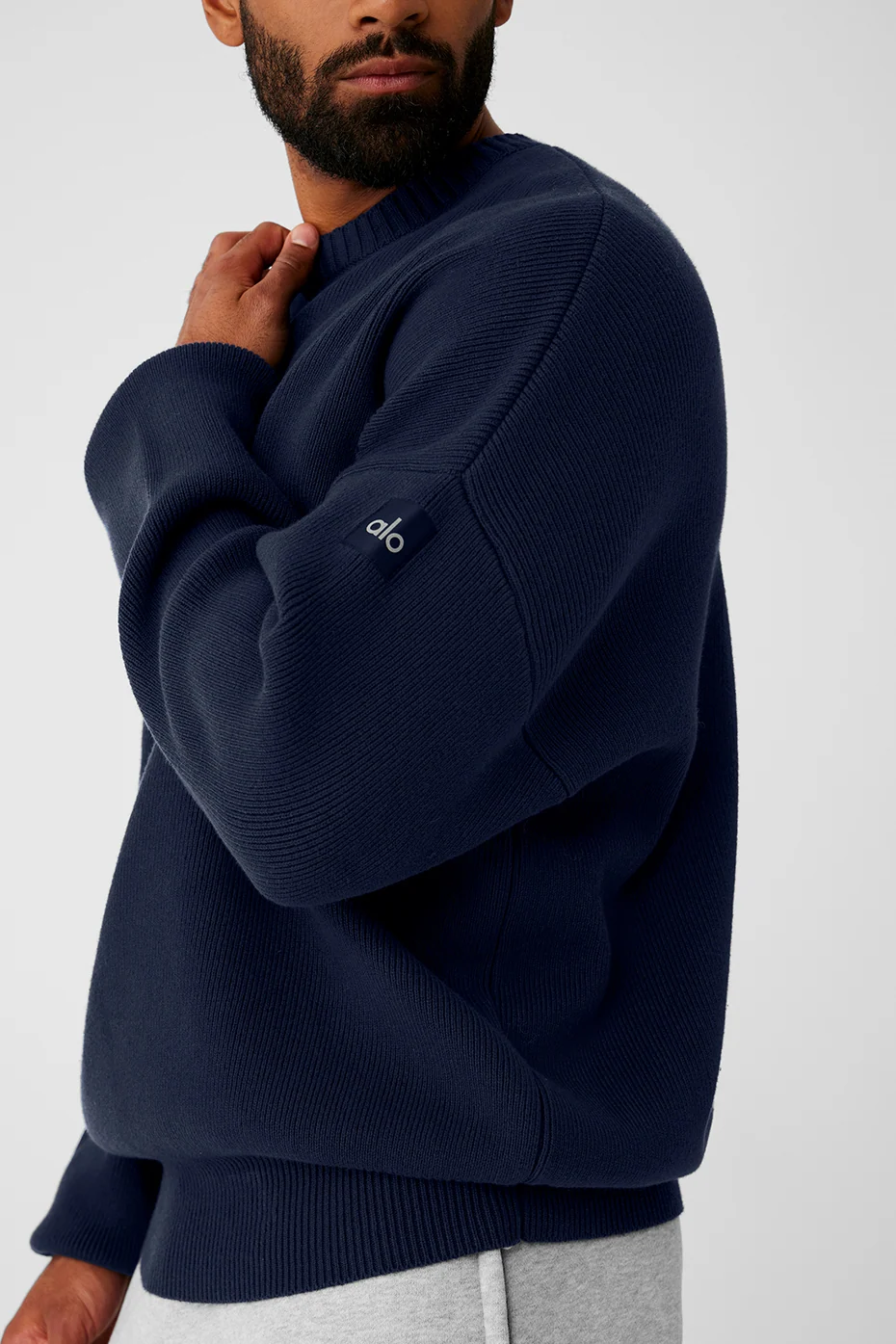 Pull col rond Scholar marine, maille épaisse oversize