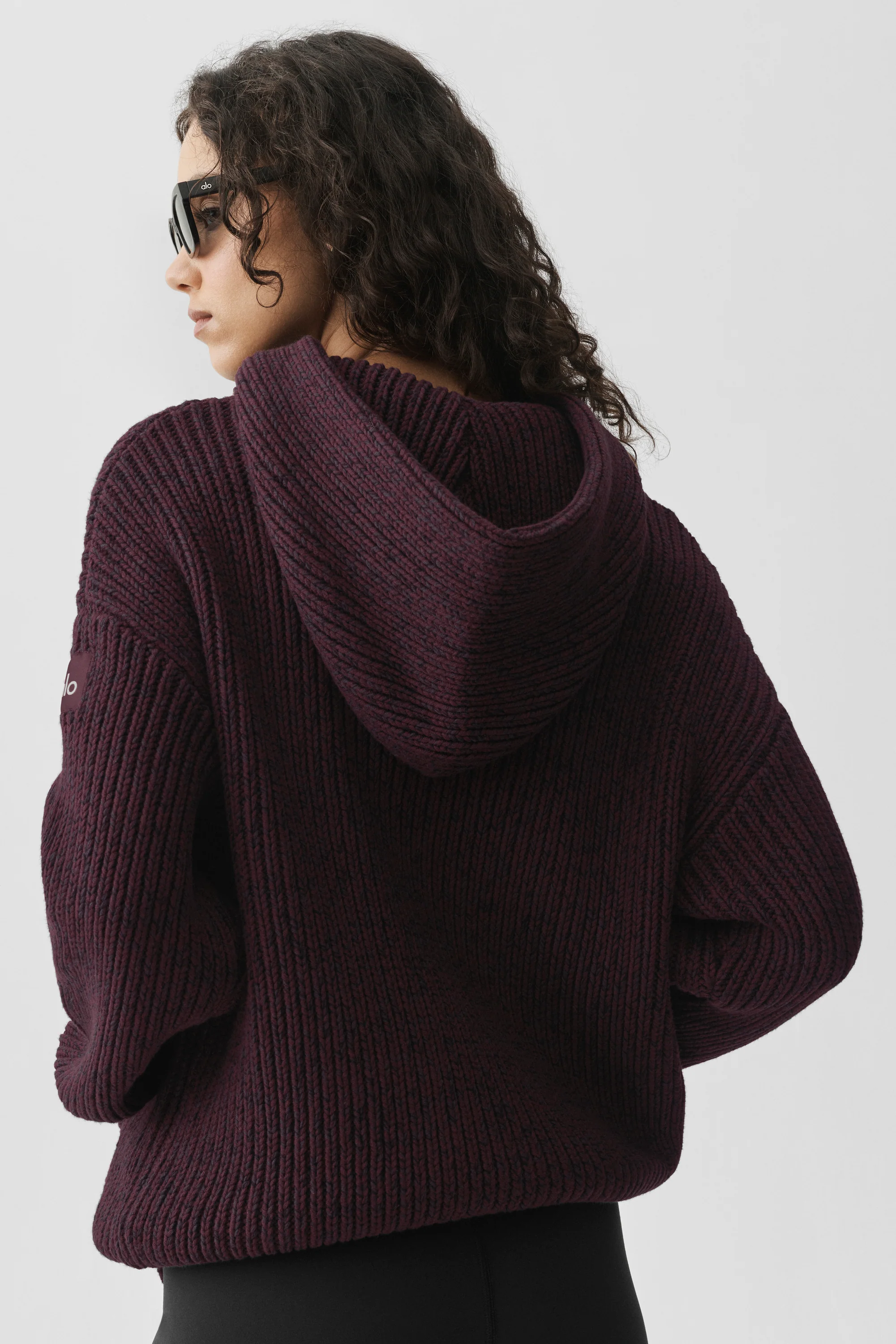 Chunky Knit Rewind Hoodie  - Rich Bordeaux Multi