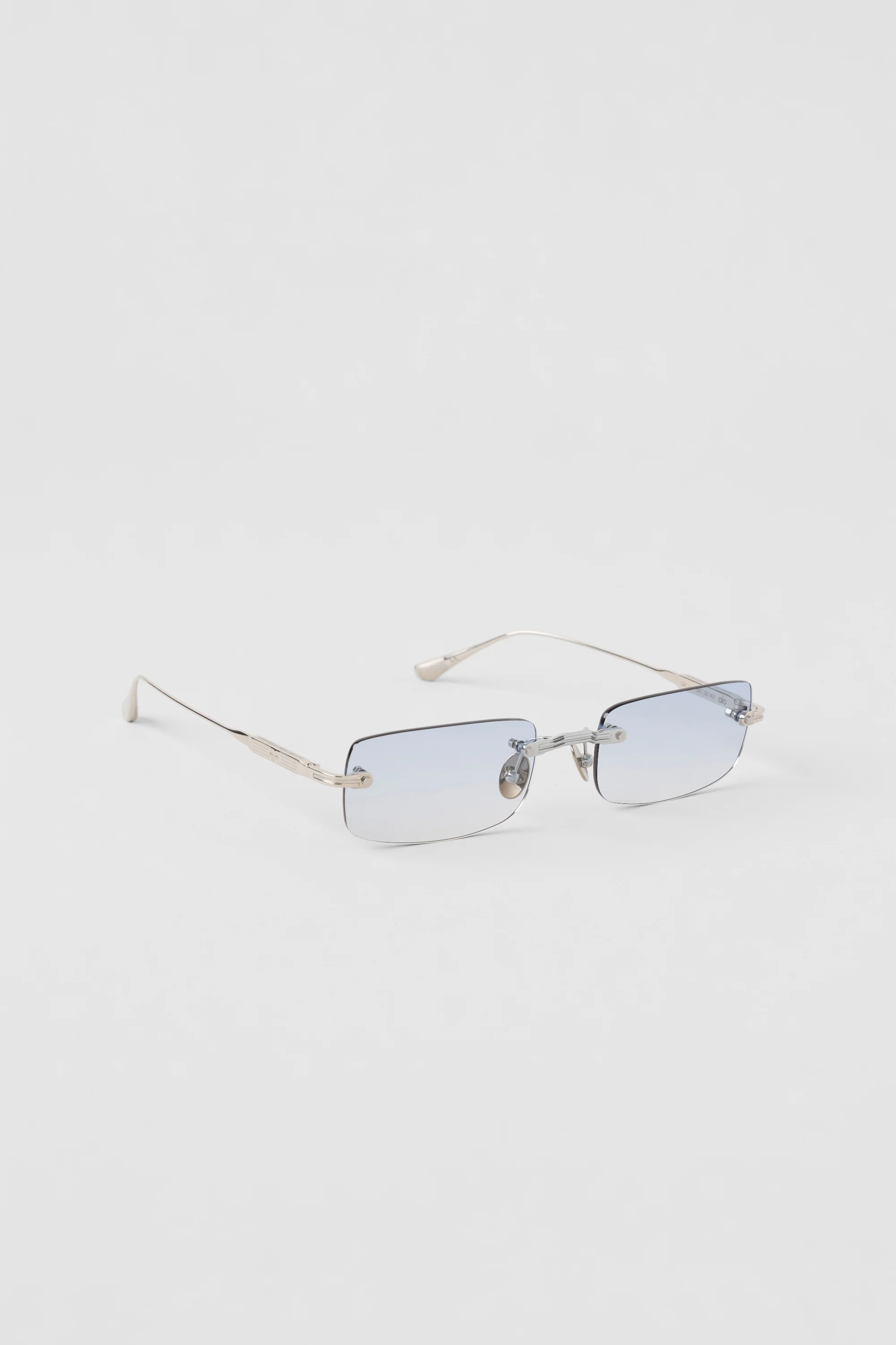 ALO Wire Frame Sunglasses in Chrome Titanium with Blue Gradient Lenses
