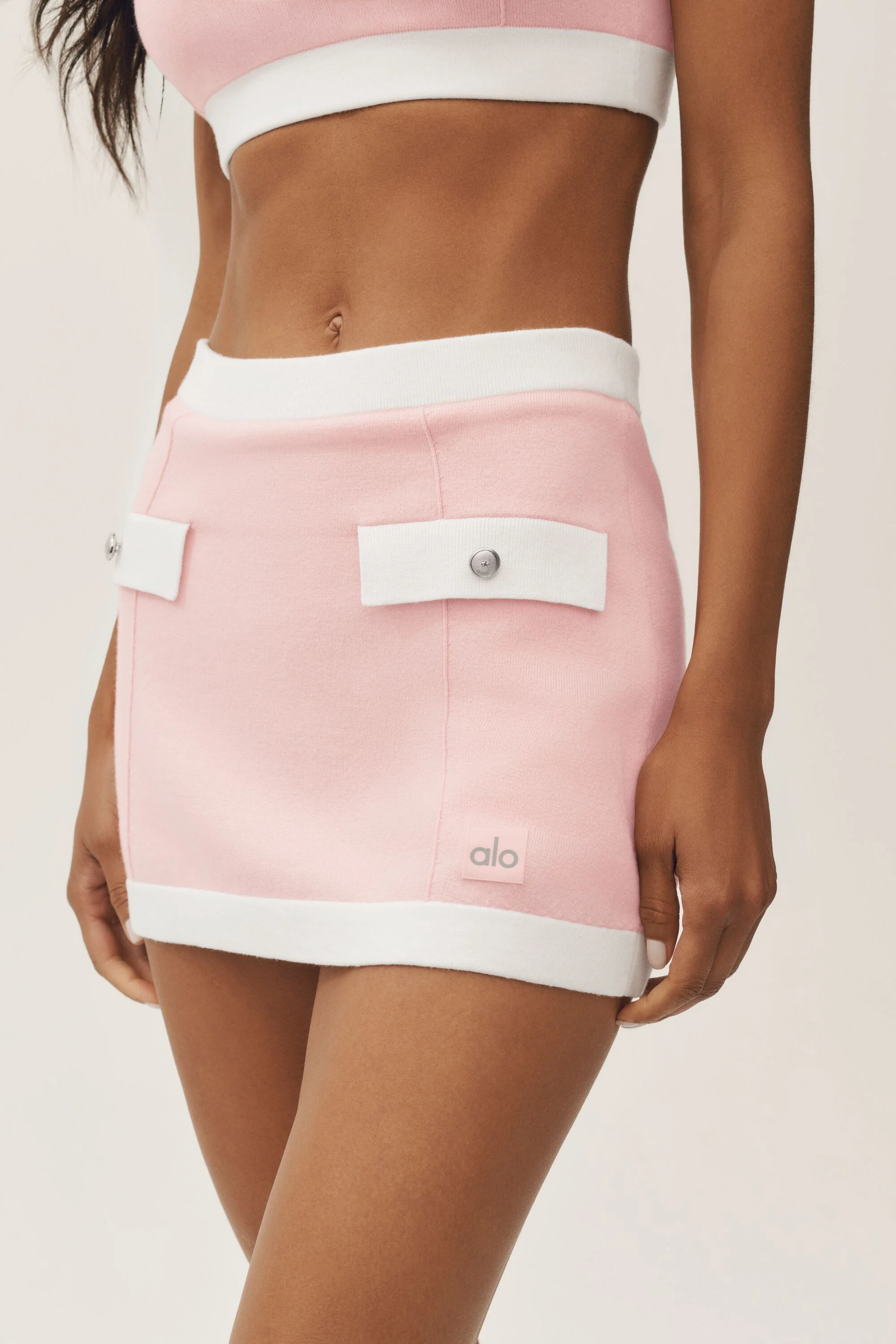 Cotton Cashmere High-Waist Capri Dream Skirt in Sundrenched Pink/White