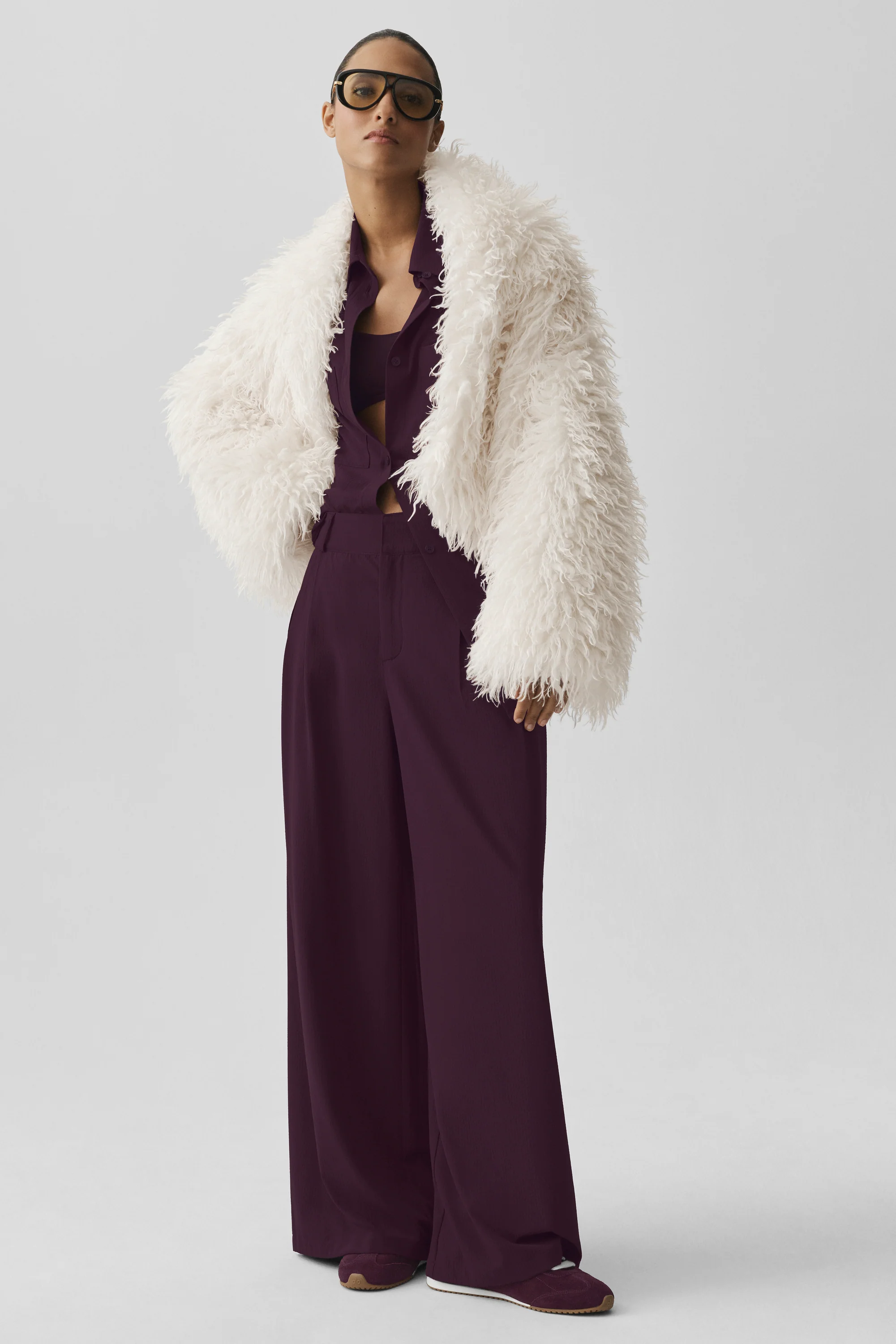 Jaqueta Starlet de Faux Fur Mongoliano em Marfim