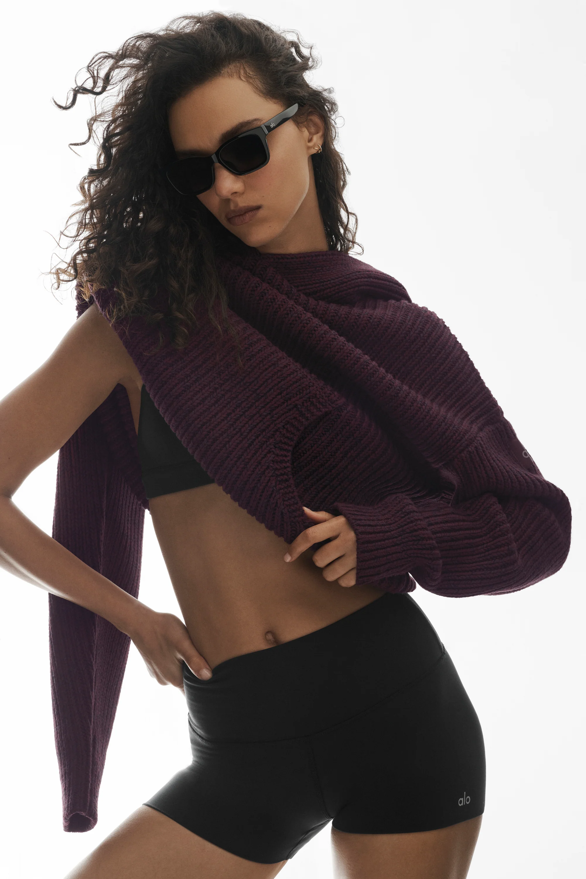 Chunky Knit Rewind Hoodie  - Rich Bordeaux Multi