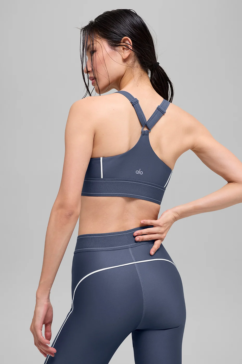 Airlift Suit Up Bra in Bluestone and White for Medium-Impact Training