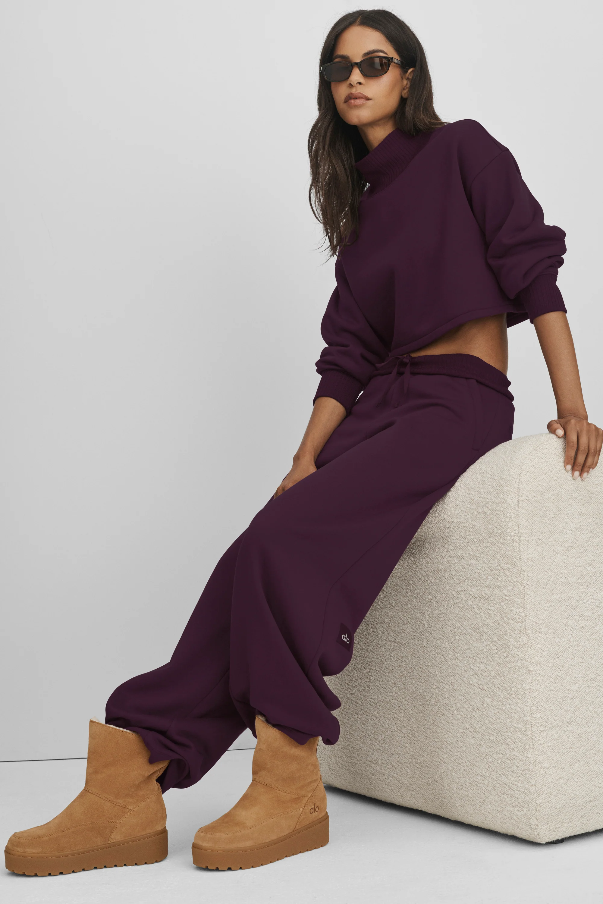 Serenity Wide Leg Sweatpant in Rich Bordeaux
