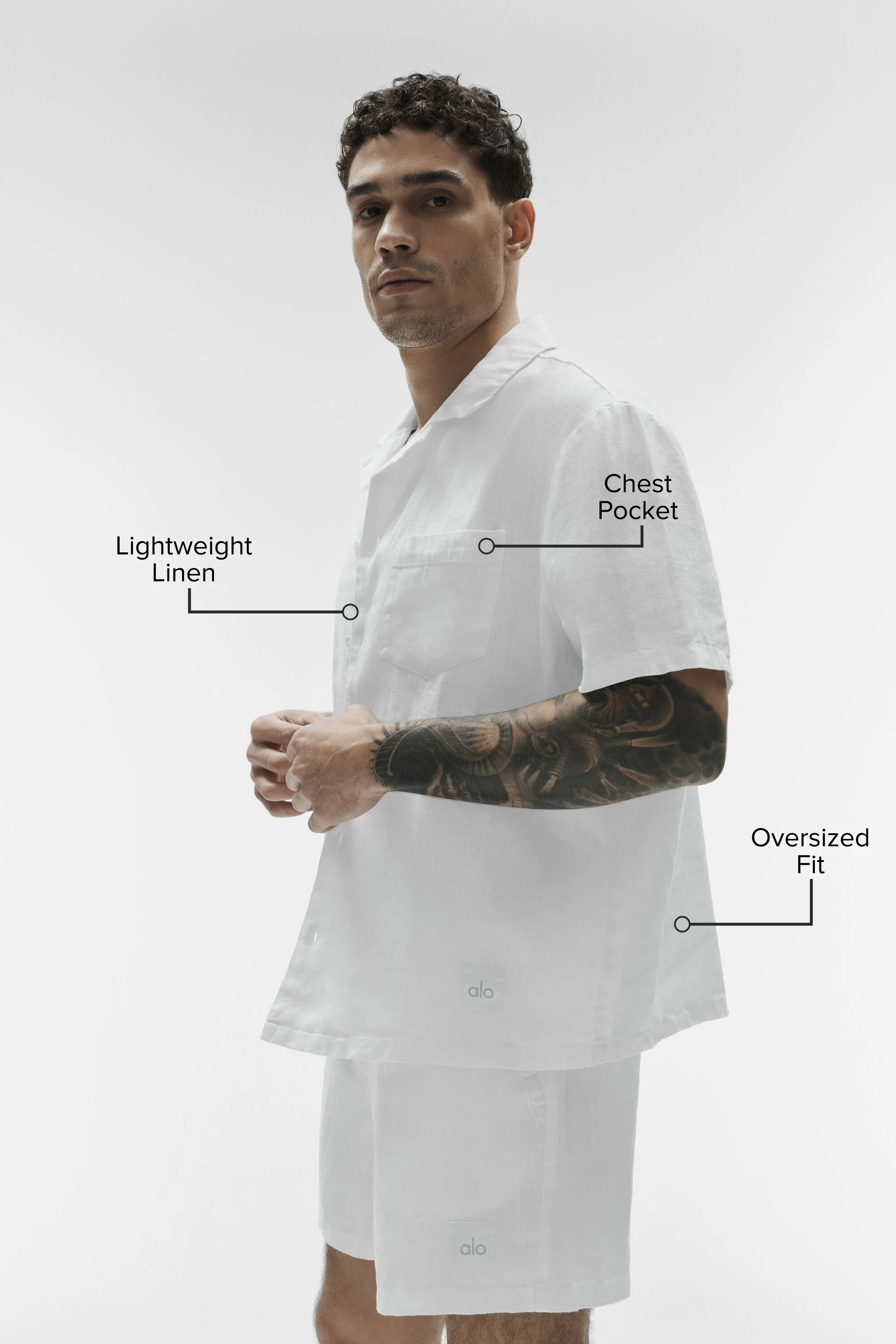 Chemise à manches courtes boutonnée Linen Days en blanc pour homme