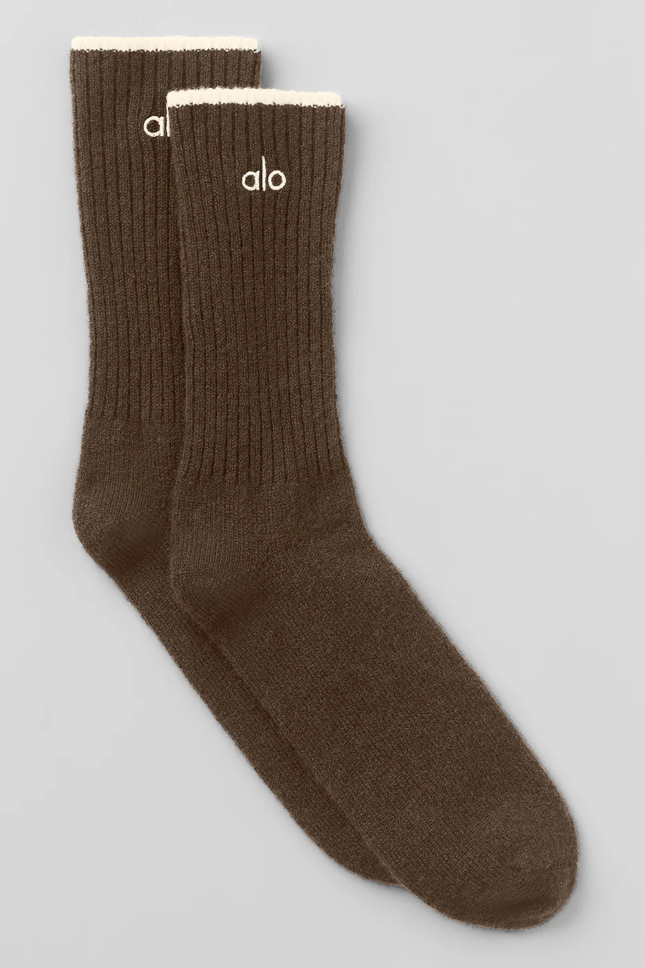 Unisex-Socke aus Wolle und Kaschmir, Light Frosted, Espresso Heather und Elfenbein