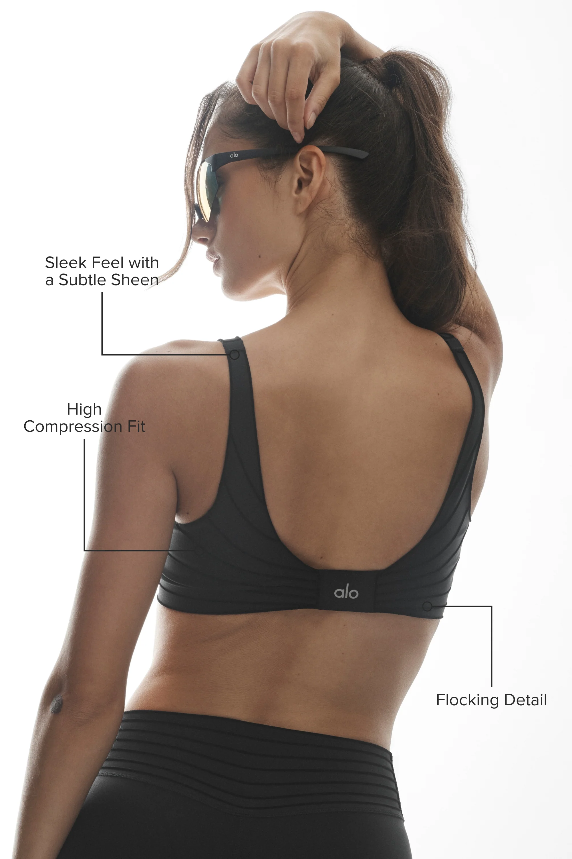 Reggiseno Airlift Lotus nero con supporto ad alta compressione