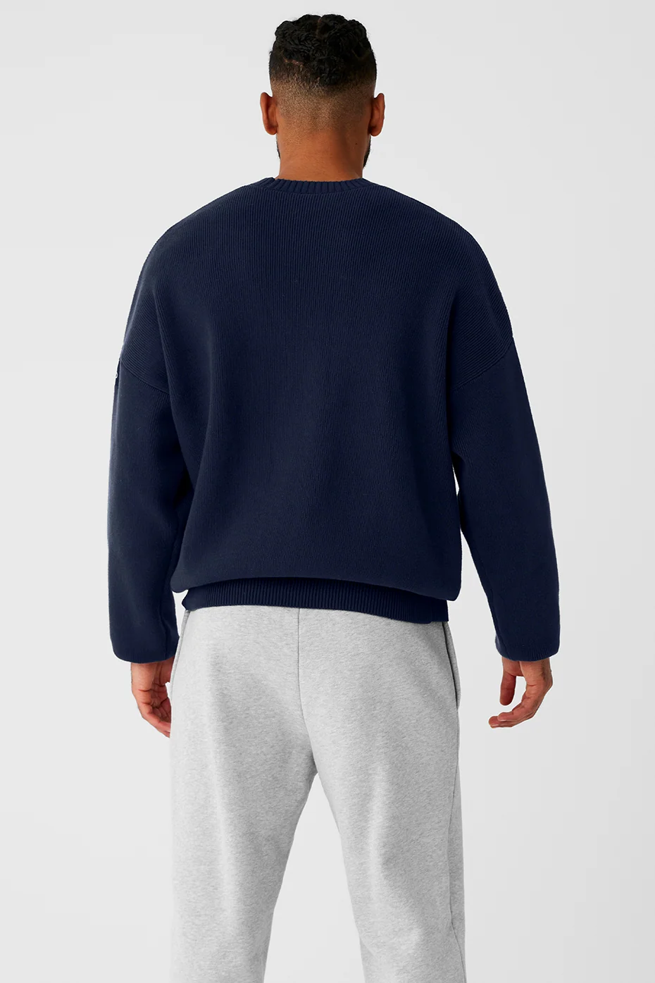 Pull col rond Scholar marine, maille épaisse oversize