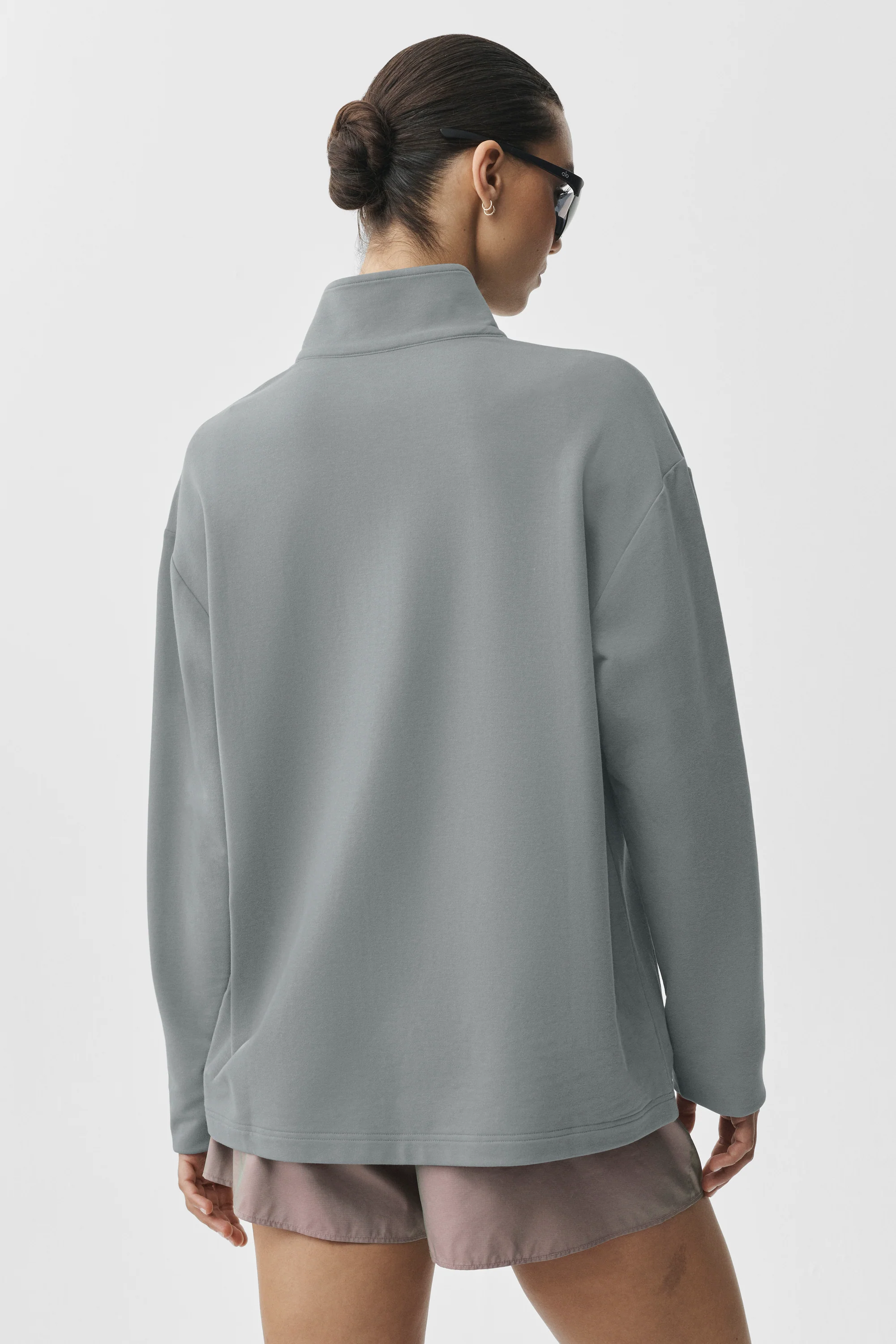 Double Take Long Sleeve 1/4 Zip Top in Monument for Training and Travel