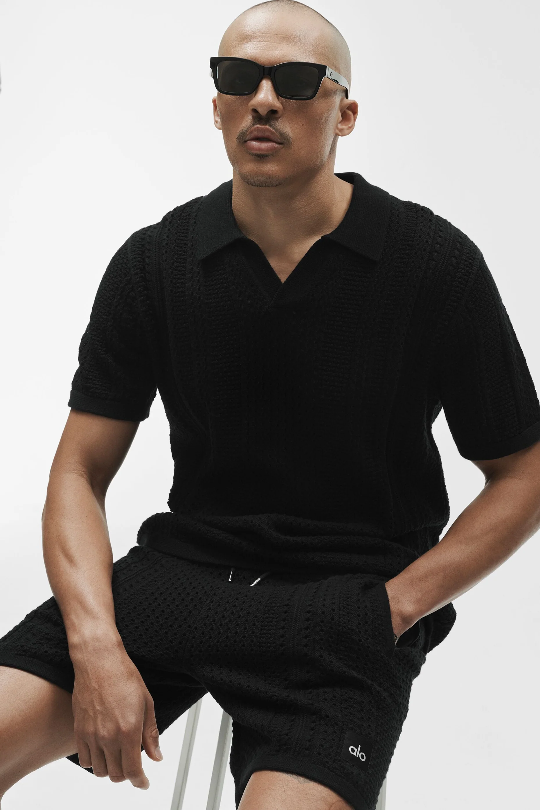 Polo in maglia a manica corta Coastline da uomo in nero