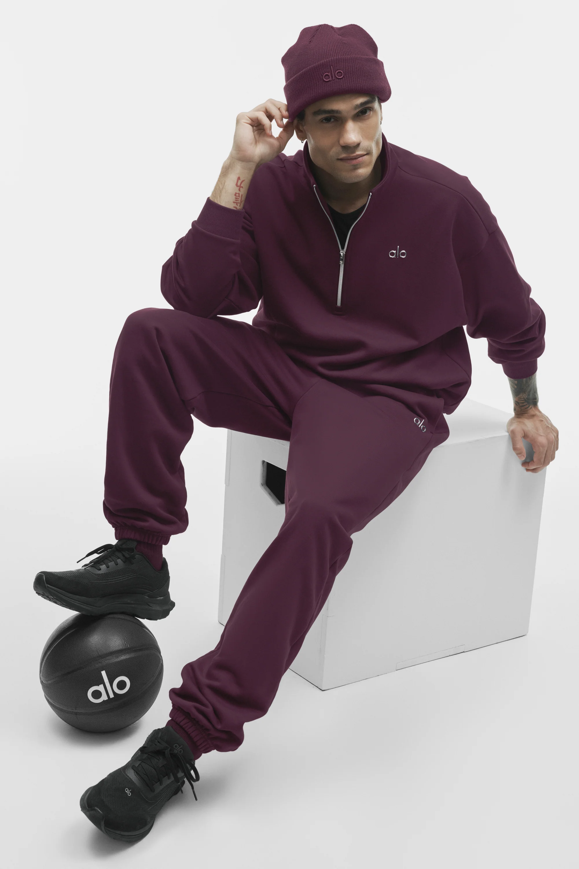 Accolade 1/4-Zip-Pullover in Rich Bordeaux für Herren