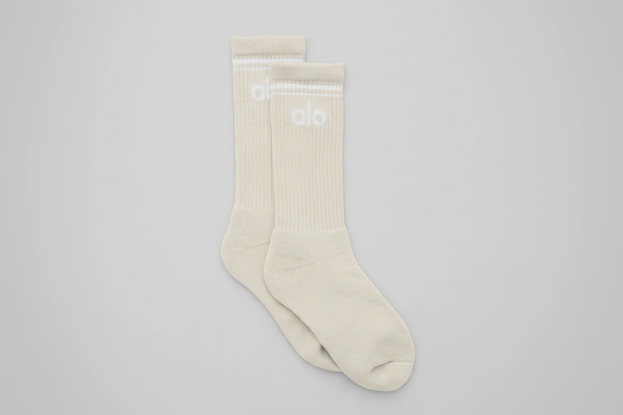 Unisex Throwback Sock in Bone and White Stripe