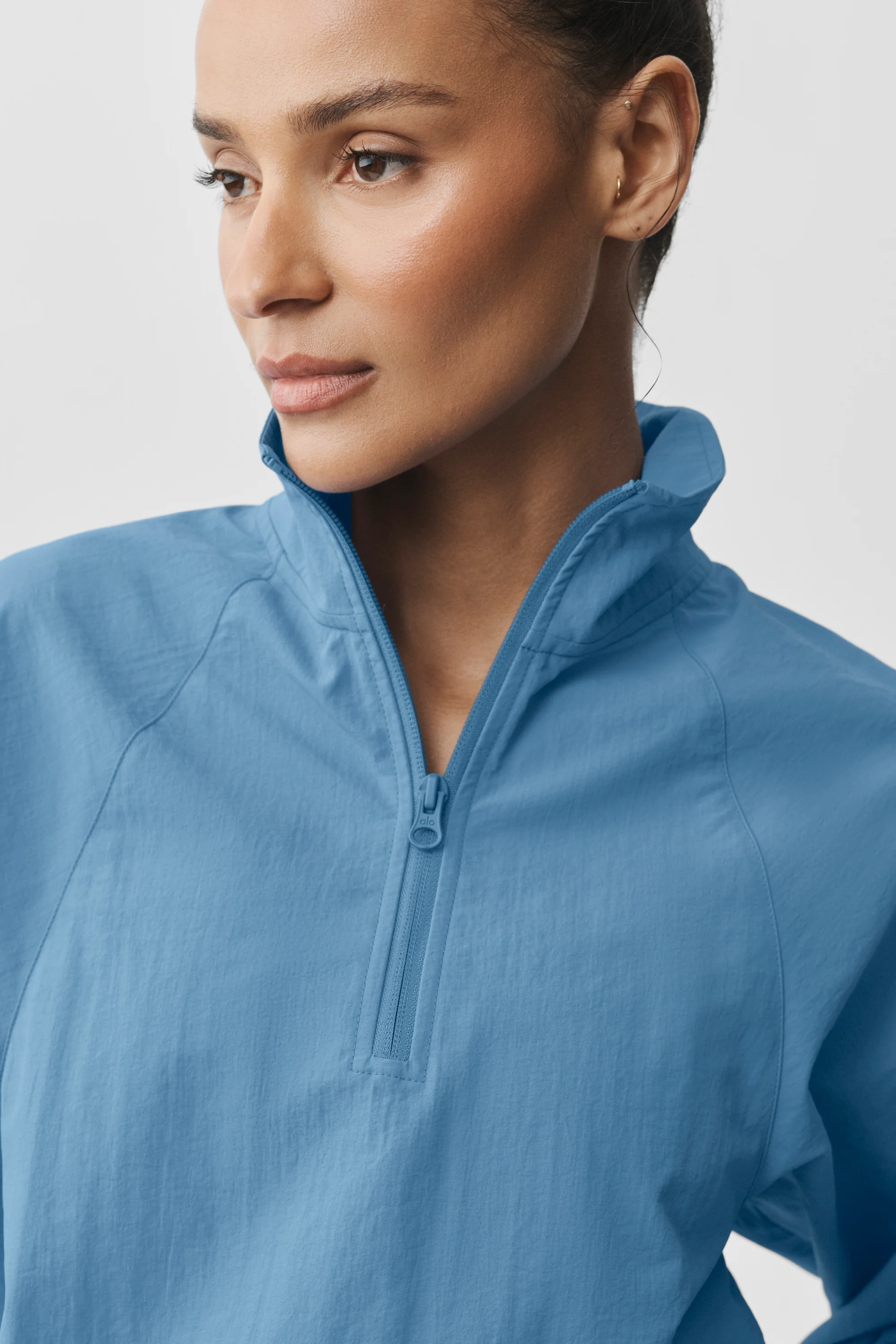 Przycięta bluza 1/4 zip Alumni California Blue z marszczonej tkaniny