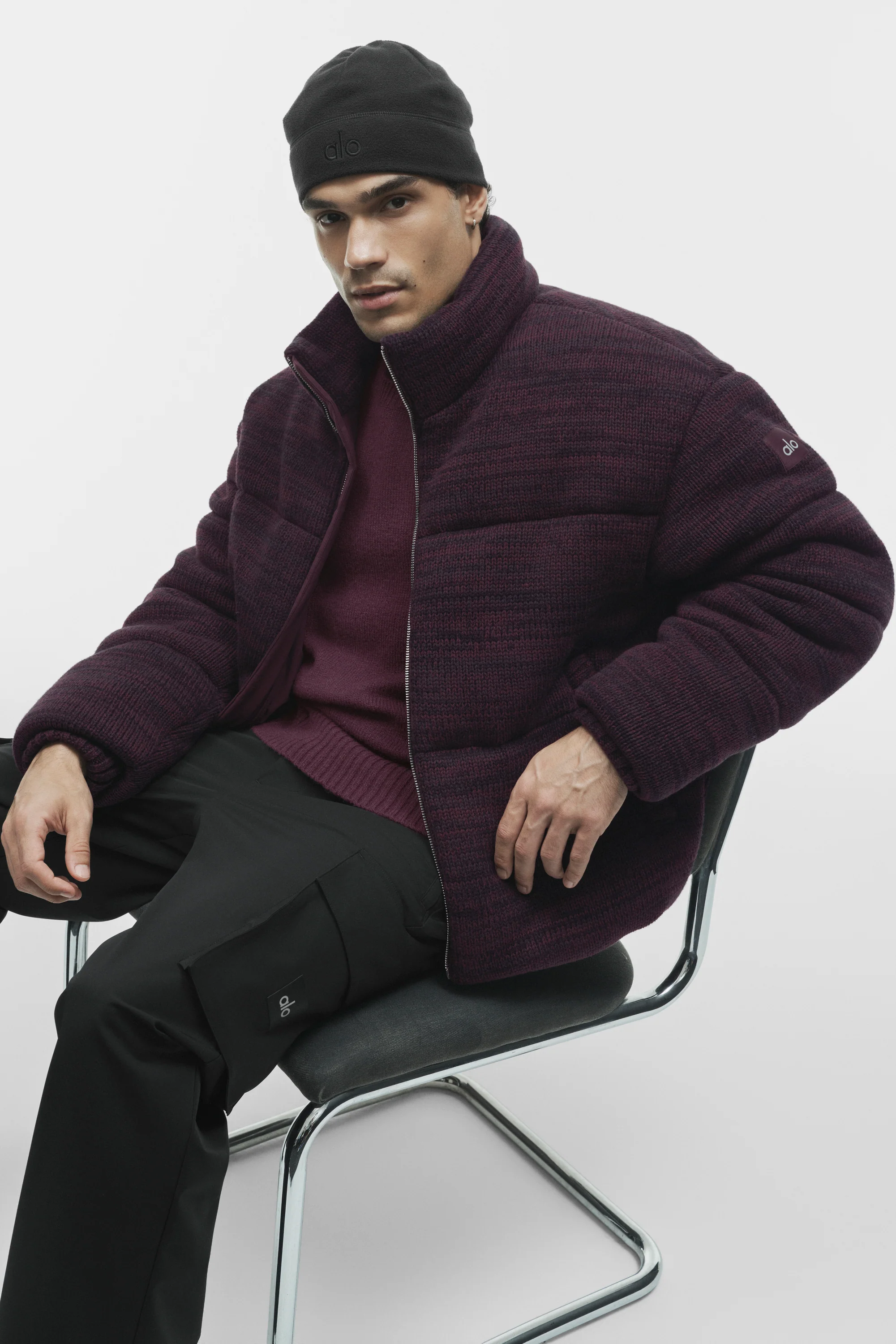 Stage Sweater Puffer  - Rich Bordeaux Multi