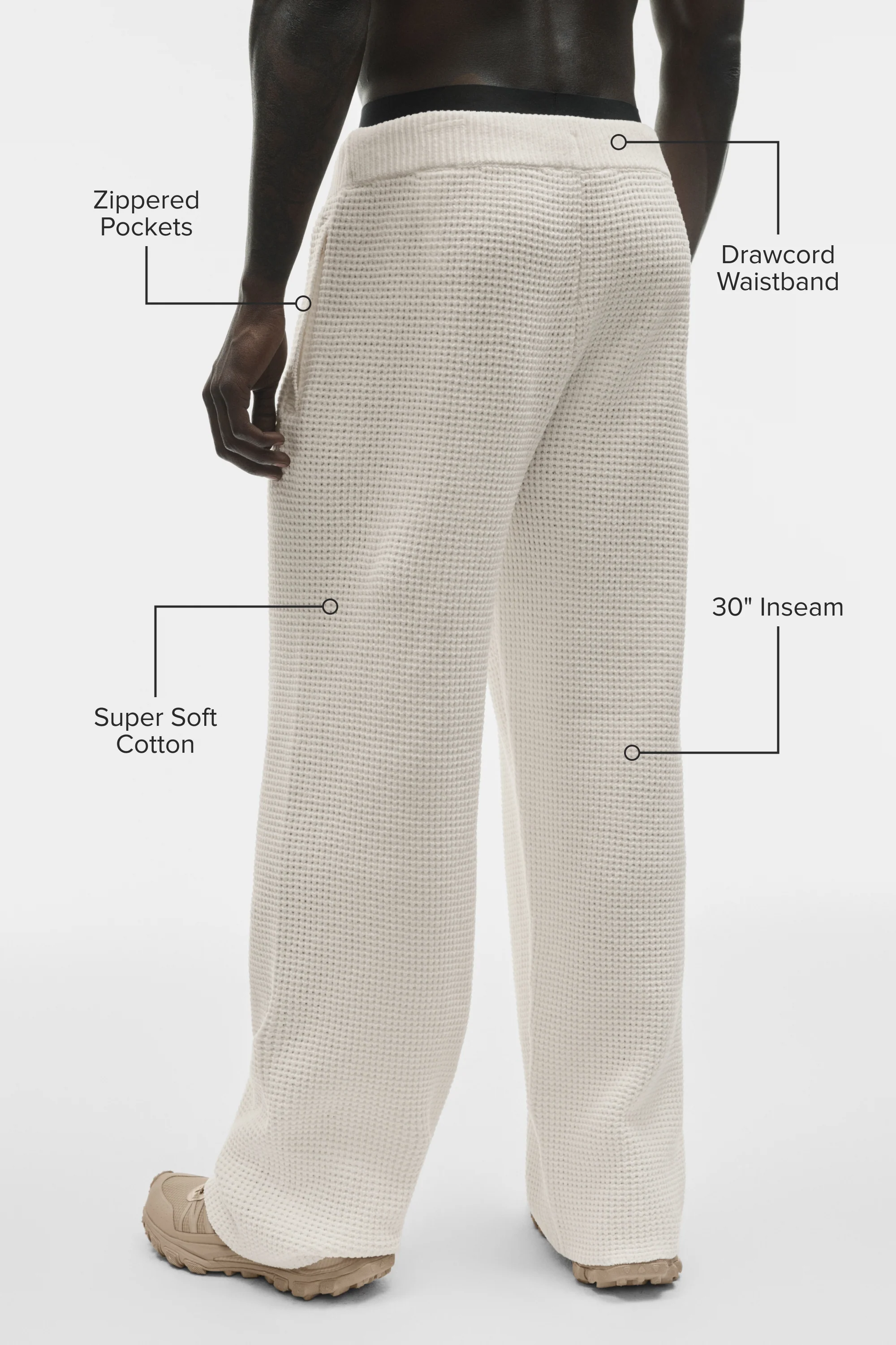 Waffle Chenille Edition Straight Leg Pant in Ivory Cotton