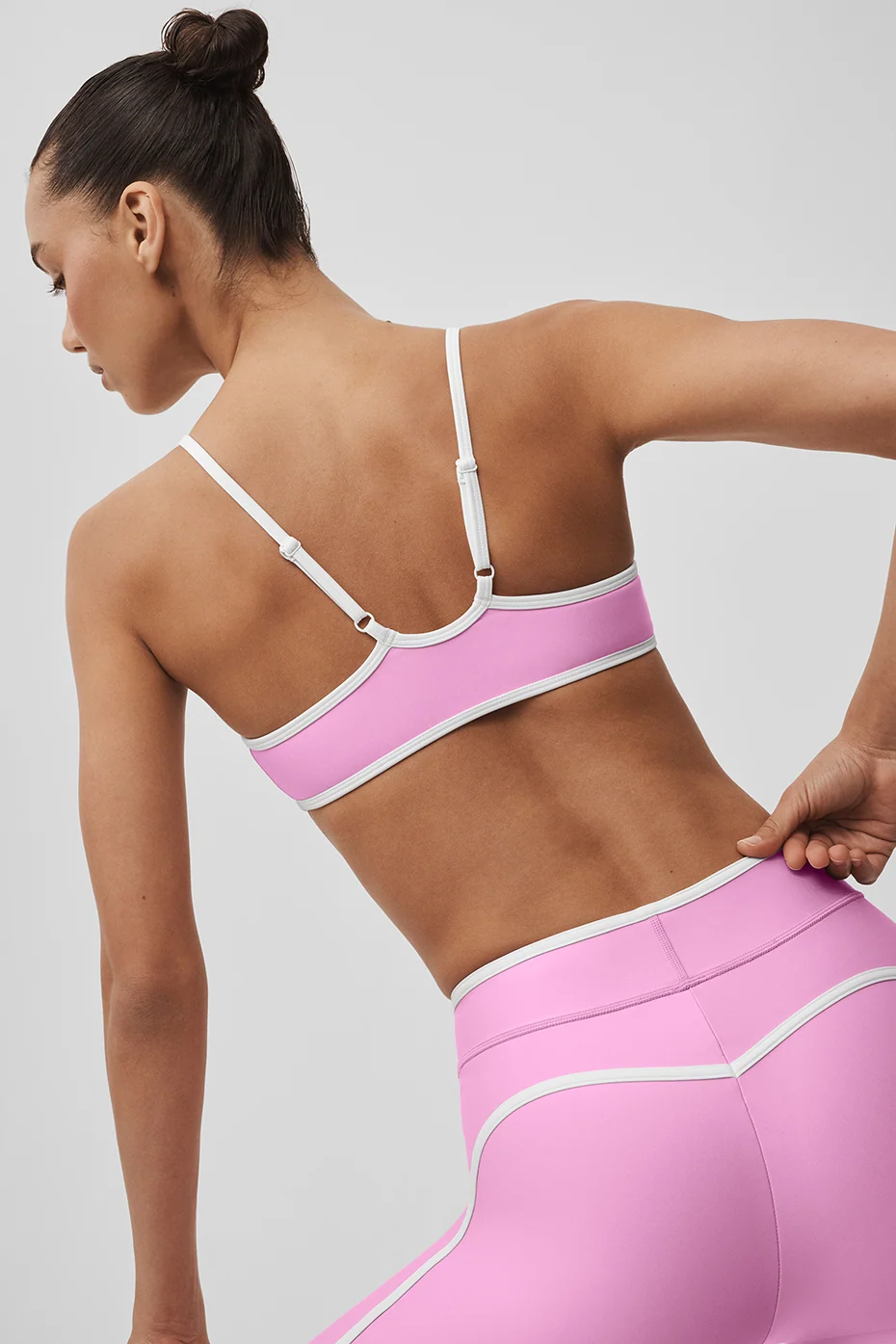Airlift Charger Bra in Candy Heart Pink and White High Compression