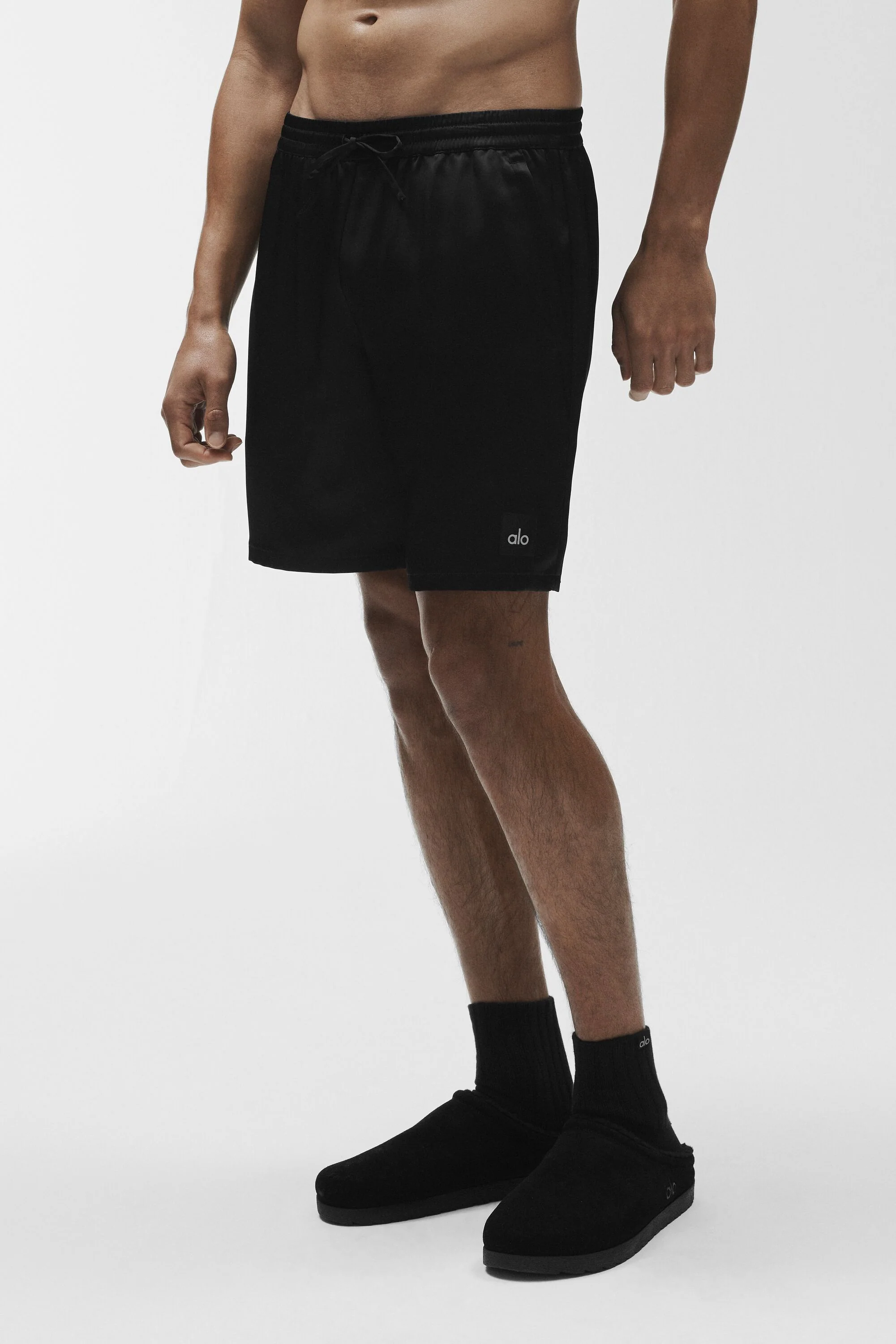 Pantalón corto satinado Horizon de 7" en negro para salir de noche