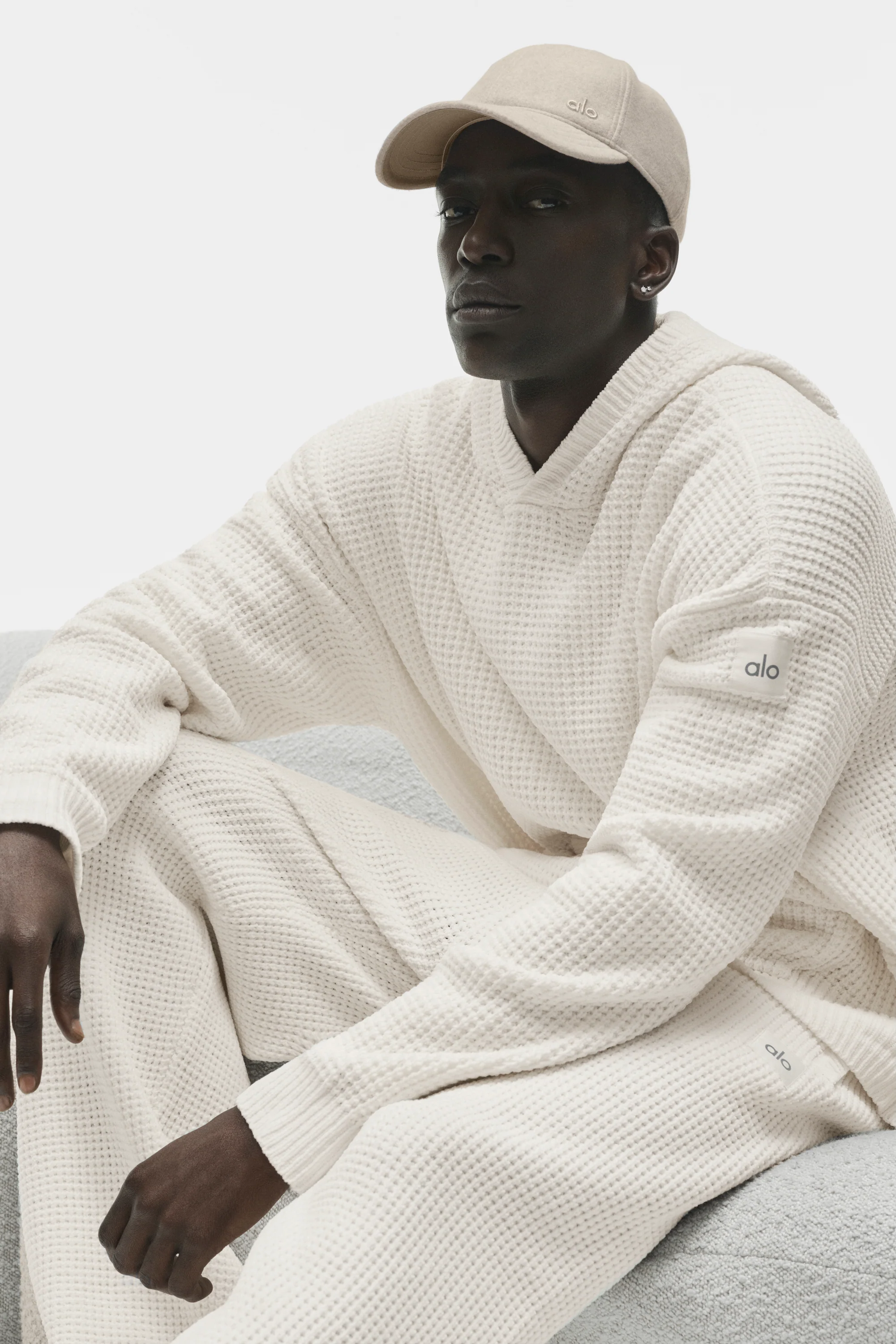 Bluza z kapturem Waffle Chenille Edition w kolorze Ivory, fason relaxed fit