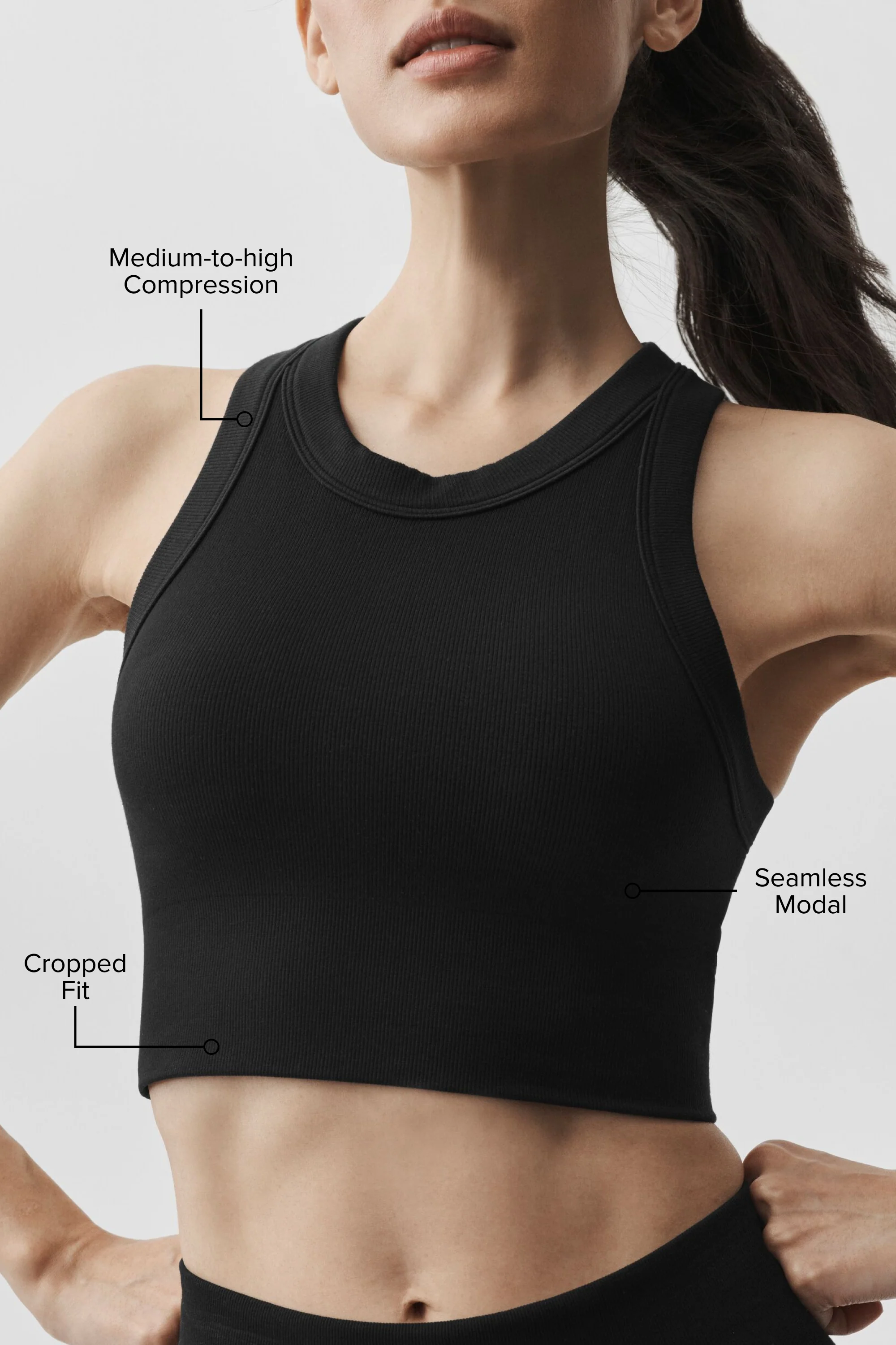 Seamless Modal Ribbed High Neck Delight Bra in Black